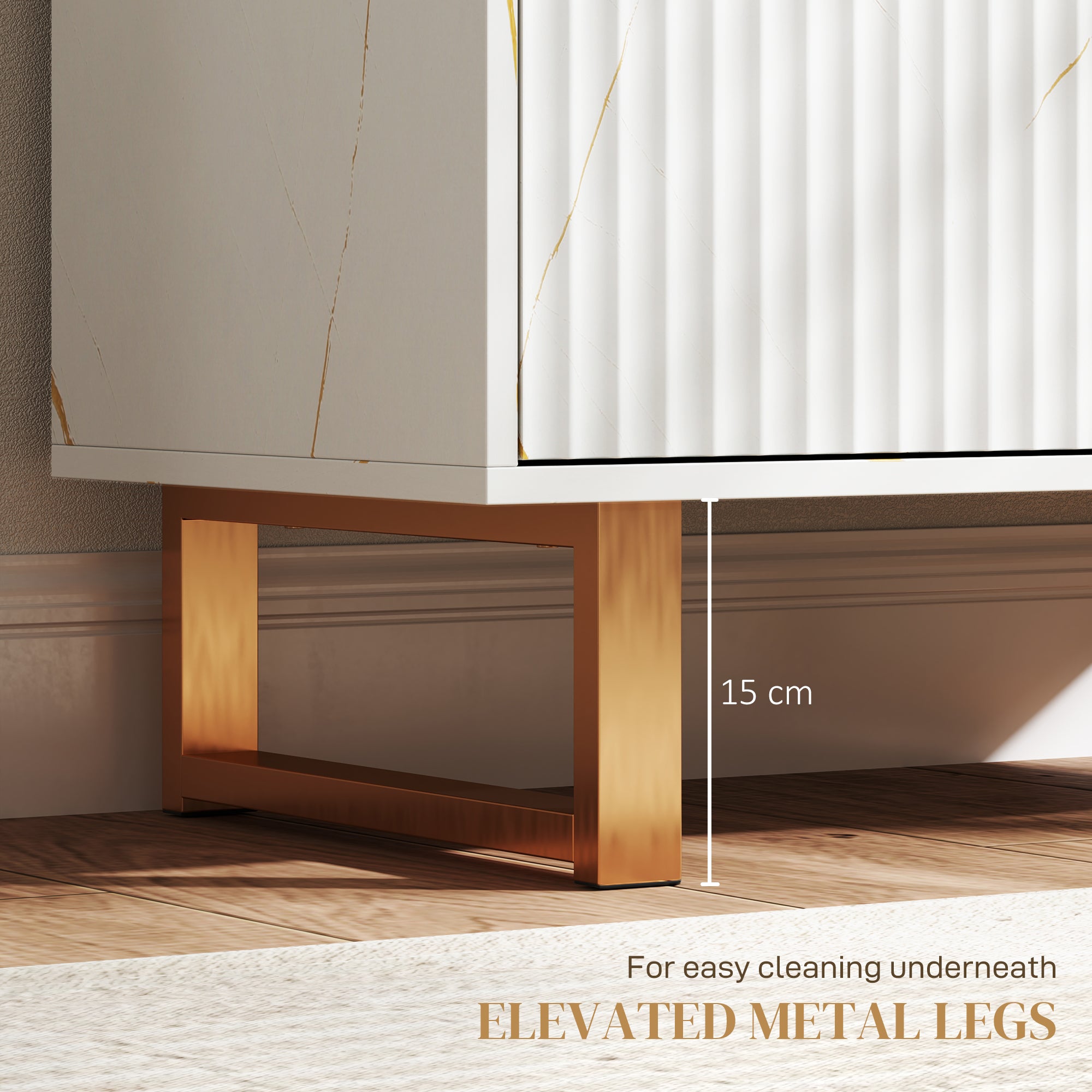 HOMCOM Elegant Storage Sideboard - White/Gold-Tone - North Peak Garden Furniture