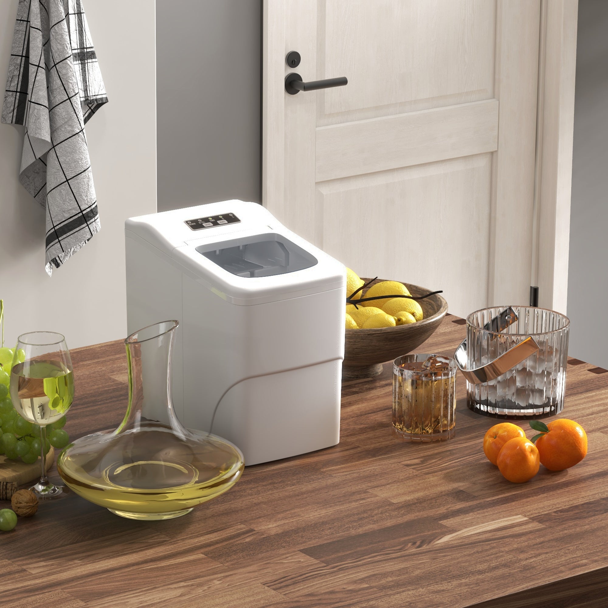 HOMCOM 12kg Countertop Ice Cube Machine, with Scoop - White - North Peak Garden Furniture
