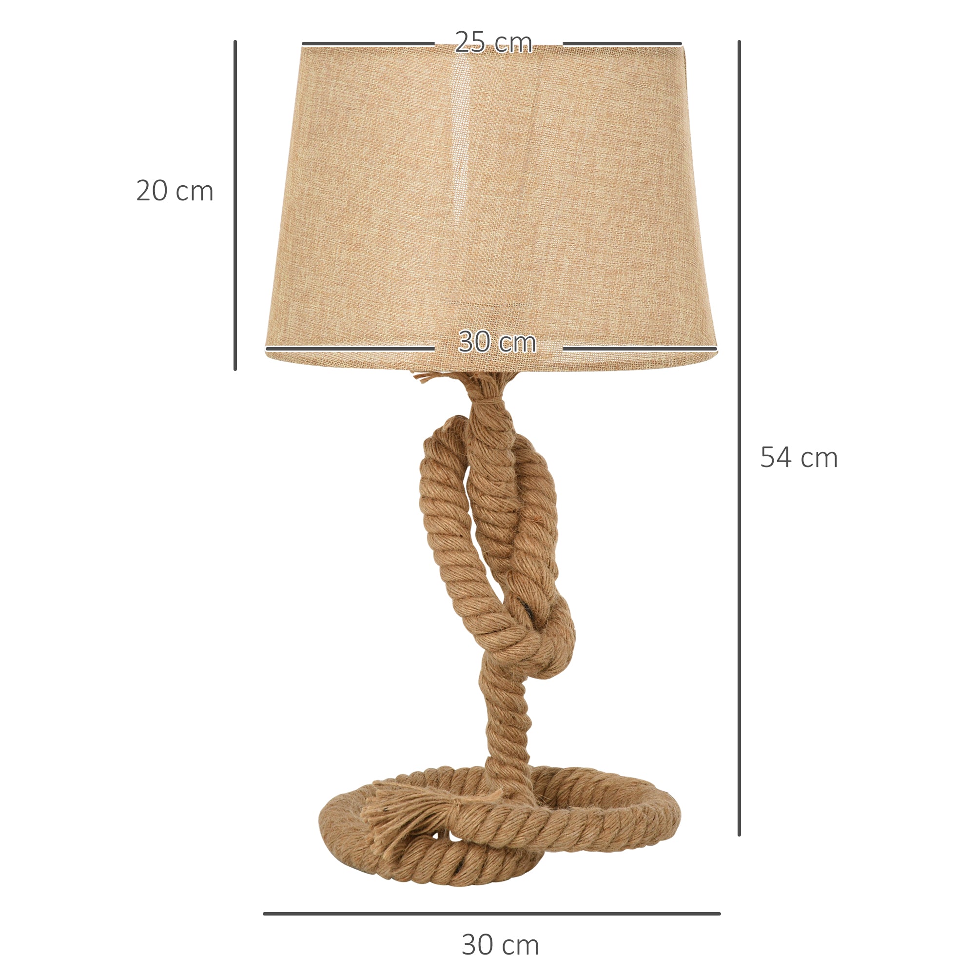 HOMCOM Nautical Style Table Lamp with Fabric Lampshade Metal Frame Power Switch, 54cm Home Desk Lamp Bedroom Living Room Study E27 Base, Beige - North Peak Garden Furniture