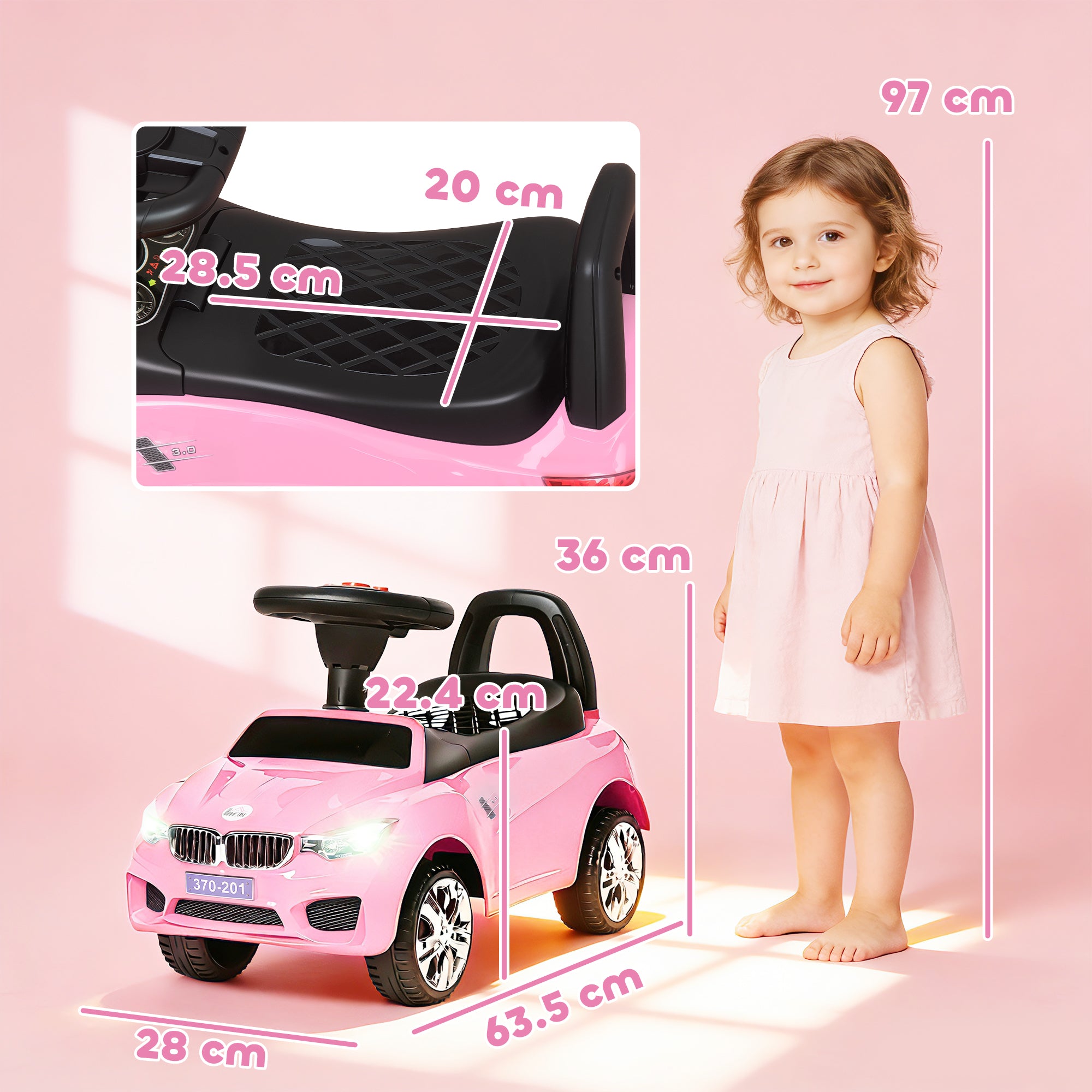 HOMCOM Ride on Car Baby Toddler Walker Foot to Floor Sliding Car Slider Pink