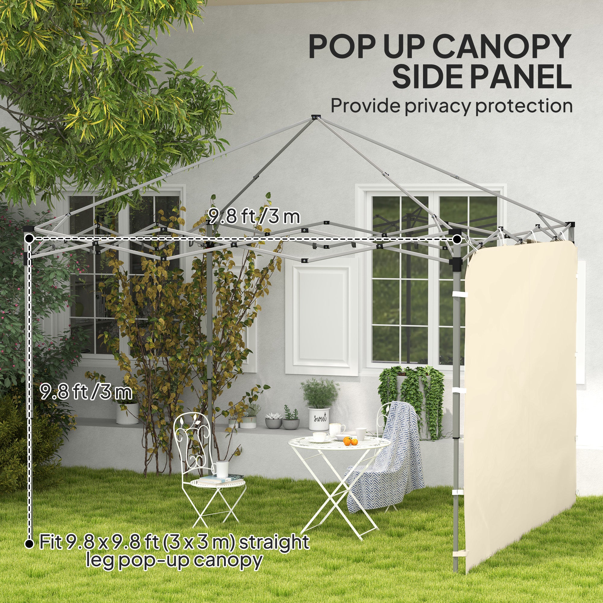 Outsunny 195 x 295cm Replacement Gazebo Sidewall - Beige - North Peak Garden Furniture