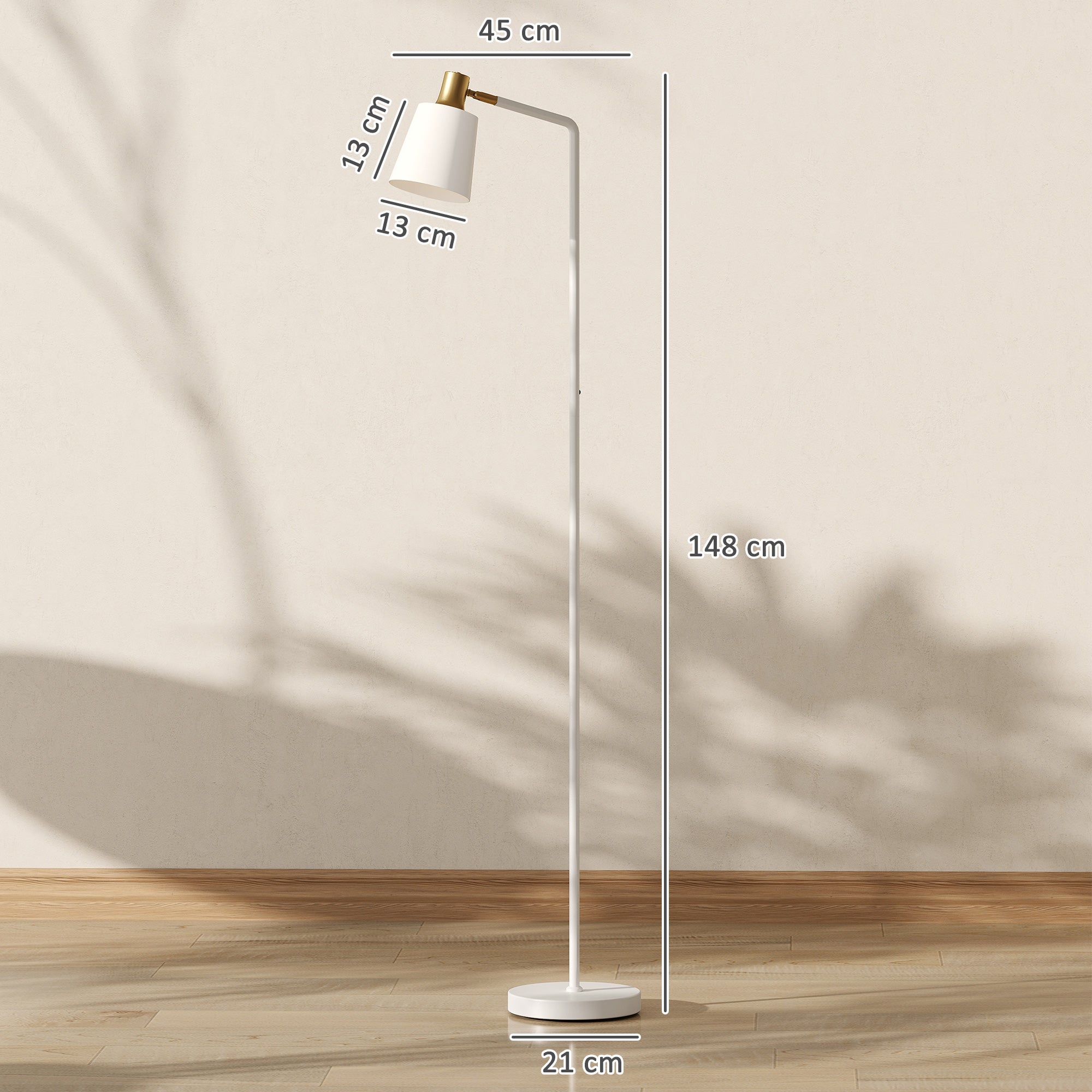 HOMCOM Modern Standing Lamp, Floor Lamp with 350° Rotatable Head for Living Room, White