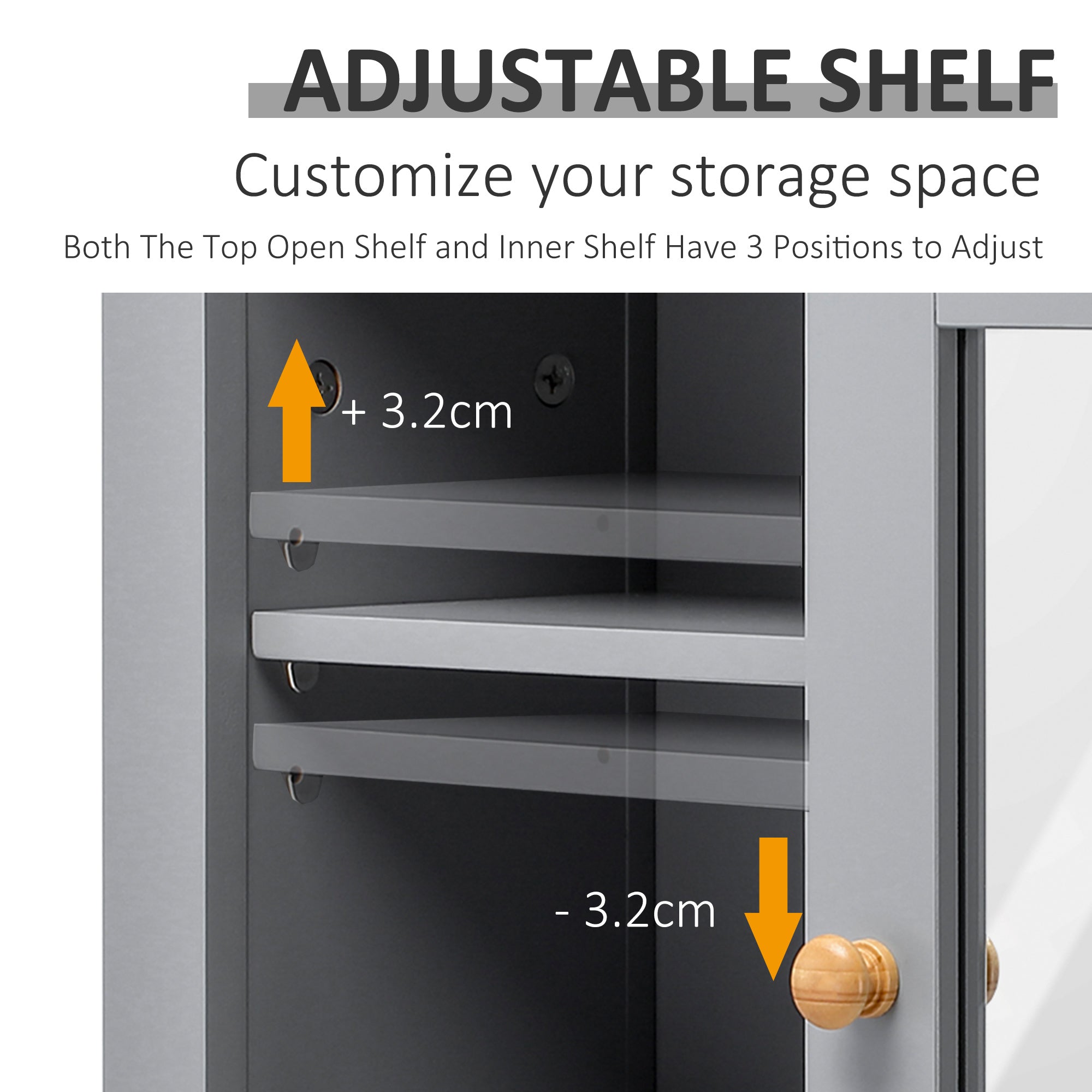 kleankin Bathroom Wall Mirror Cabinet, Cupboard with Door, Storage Cabinet with Adjustable Shelf for Corridors Living Rooms, Grey - North Peak Garden Furniture