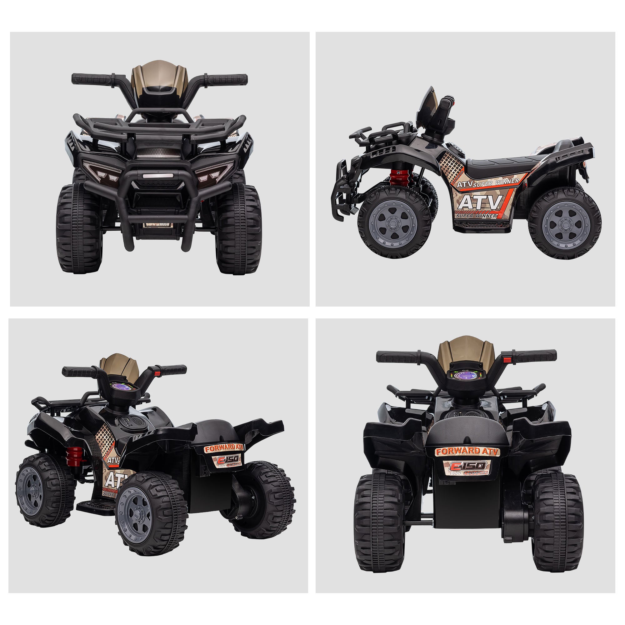 HOMCOM Kids Ride-on Four Wheeler ATV Car with Real Working Headlights for 18-36M