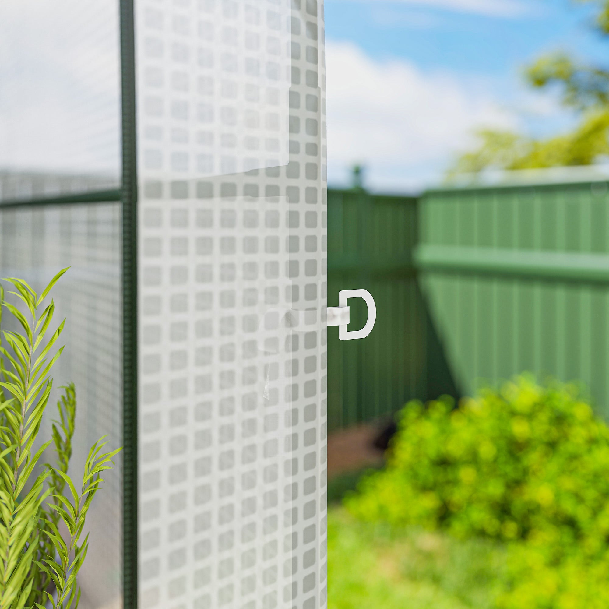 Outsunny Walk-in Greenhouse with Shelves, Small Greenhouse with PE Cover and Roll-up Door, 123 x 187 x 189 cm, White