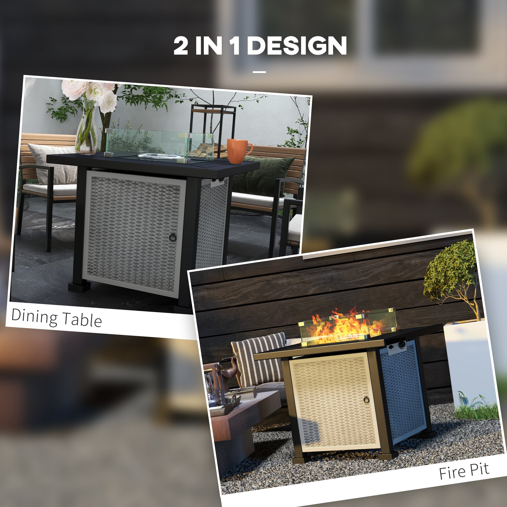 Outsunny 81 x 81cm 50,000 BTU Gas Fire Pit Table - Grey - North Peak Garden Furniture