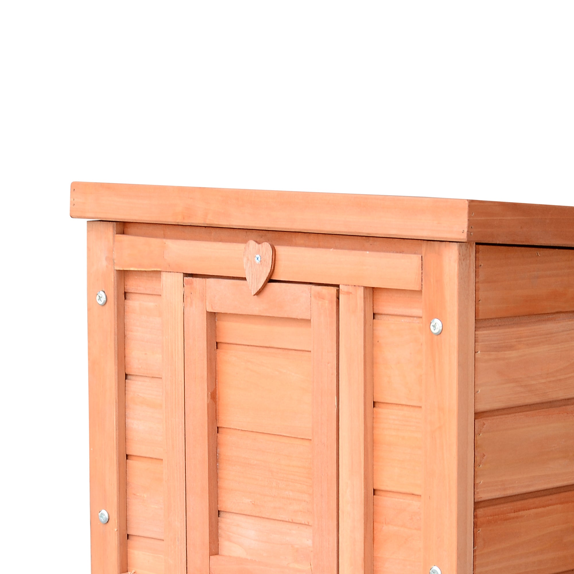 PawHut Wooden Rabbit Hutch Outdoor, Guinea Pig Hutch, Rabbit Hideaway, Cat House, Bunny Cage Small Animal House 51 x 42 x 43 cm, Natural - North Peak Garden Furniture