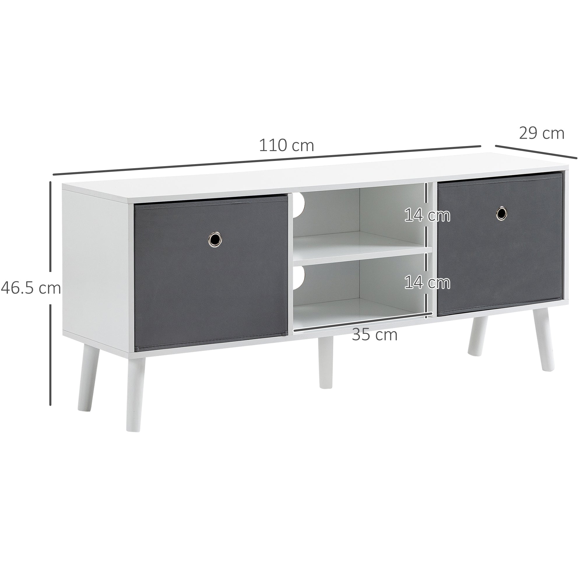 HOMCOM TV Cabinet Stand Unit for TVs up to 50'' with Foldable Drawers, Entertainment Centre for Living Room White