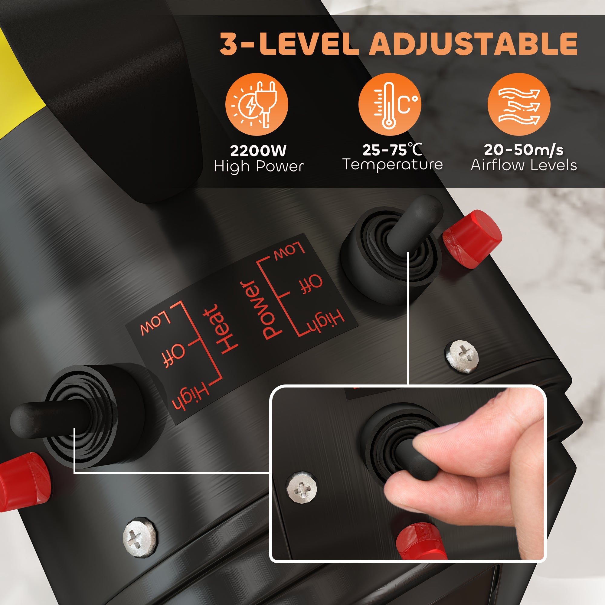 PawHut 2200W Dog Hair Dryer with Adjustable Temperature & Velocity, 3 Different Nozzles, Black - North Peak Garden Furniture