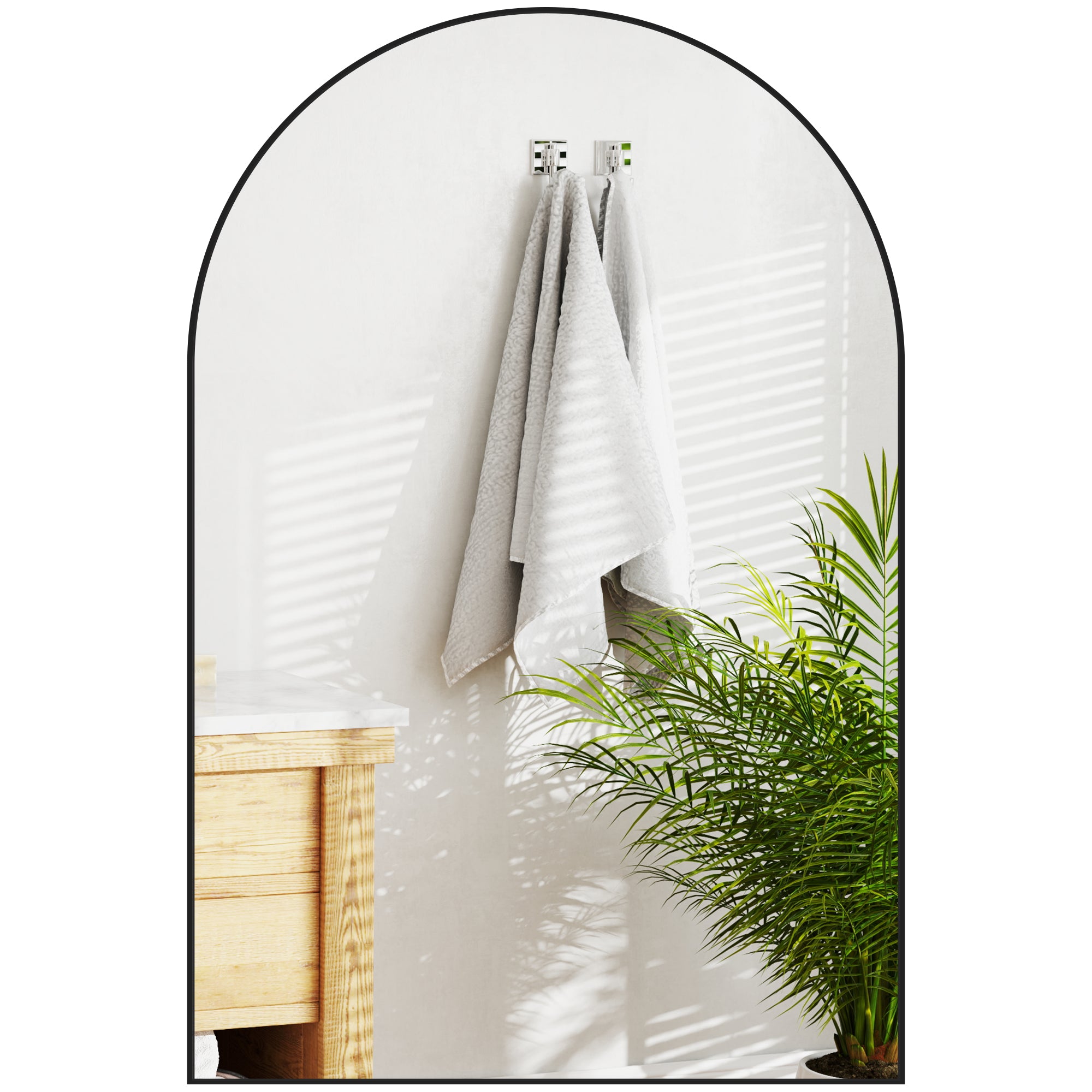 HOMCOM 60 x 90cm Arched Home Mirror - Black - North Peak Garden Furniture