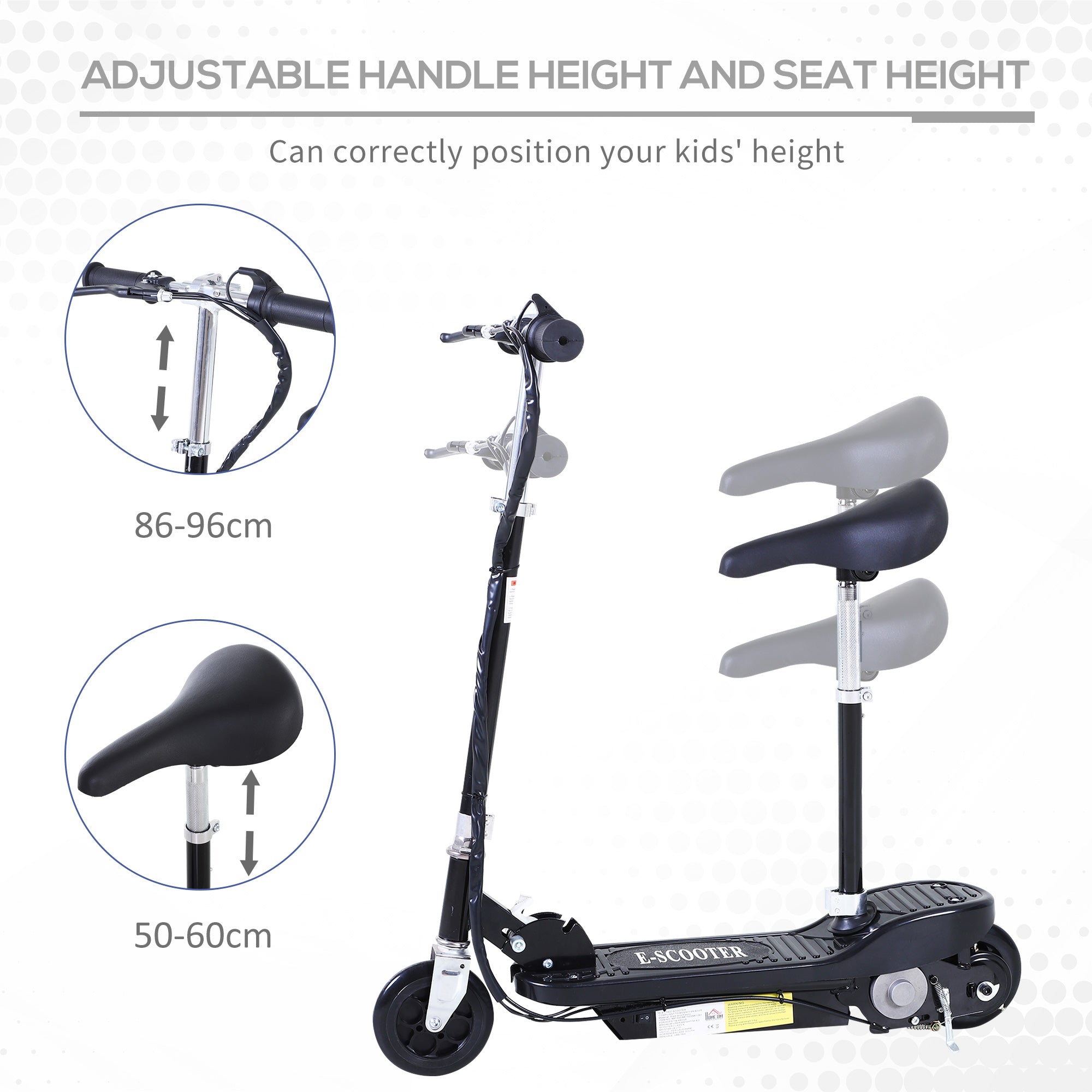 HOMCOM Outdoor Ride On Powered Scooter Sporting Toy 120W Motor Bike 2 x 12V Battery - Black - North Peak Garden Furniture
