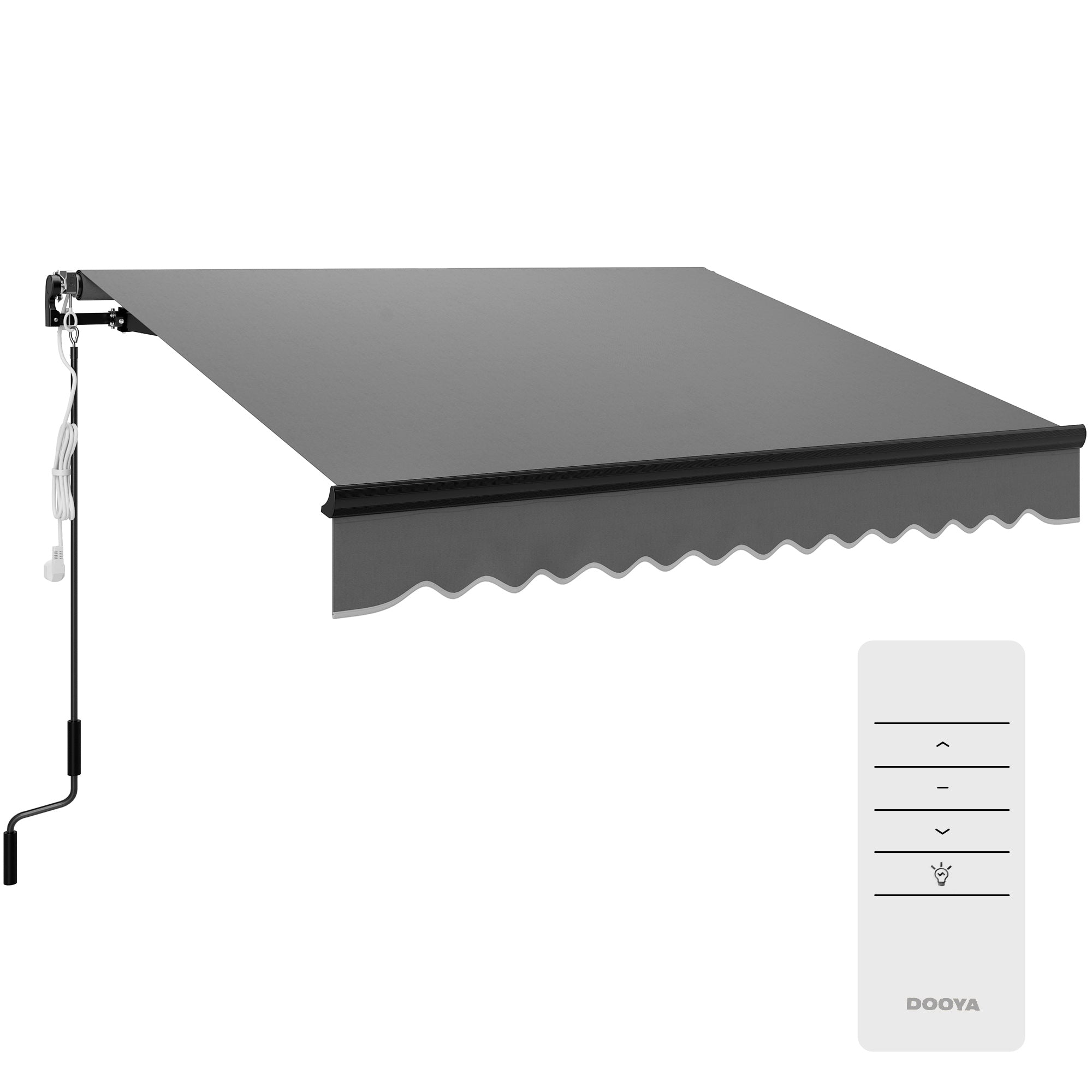 Outsunny 2.5 x 2m Electric Awning with LED Light and Remote Controller, Aluminium Frame DIY Retractable Awning, UV50+ Sun Shade Canopy for Garden Patio Deck Door Window, Dark Grey - North Peak Garden Furniture