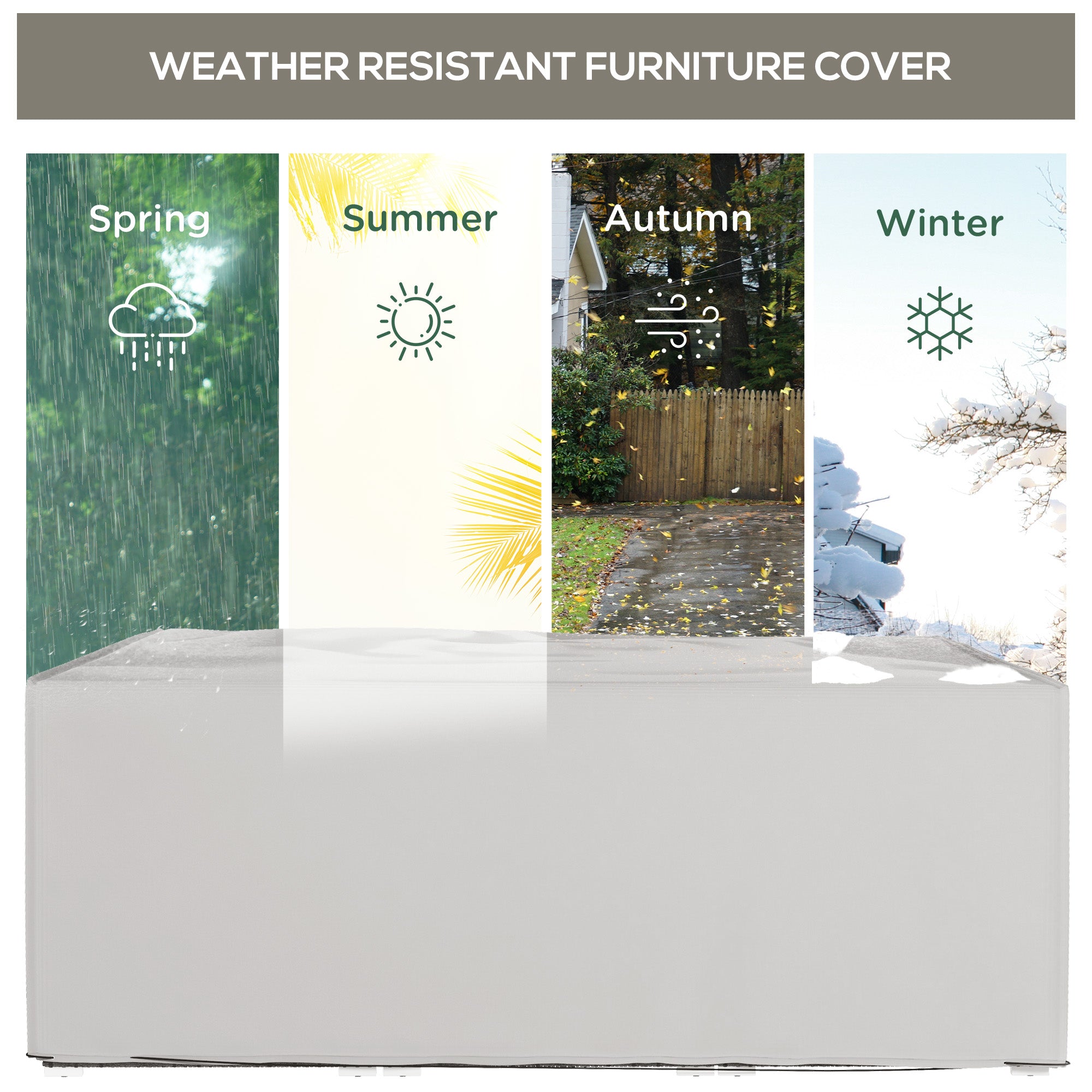 Outsunny 600D Oxford Patio Set Cover Outdoor Garden Rattan Furniture Protection Cover Protector Waterproof Anti-UV, Grey, 210 x 140 x 80cm - North Peak Garden Furniture