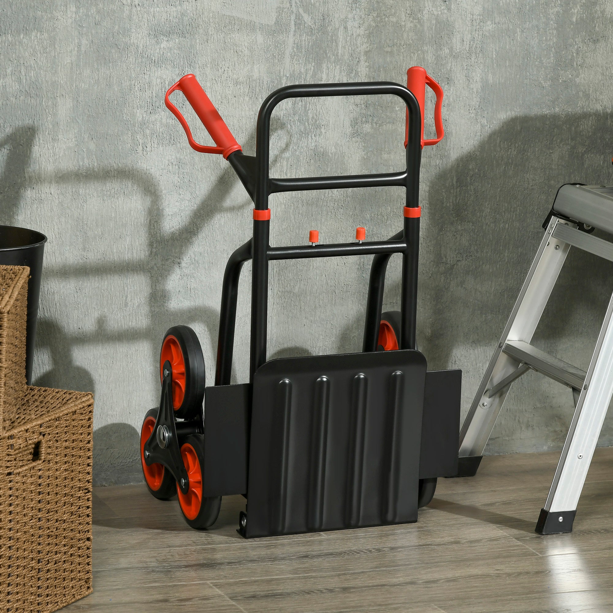 DURHAND Steel Climbing Stairs Trolley Hand Trucks 6-Wheels Foldable Load Cart 120kg - North Peak Garden Furniture