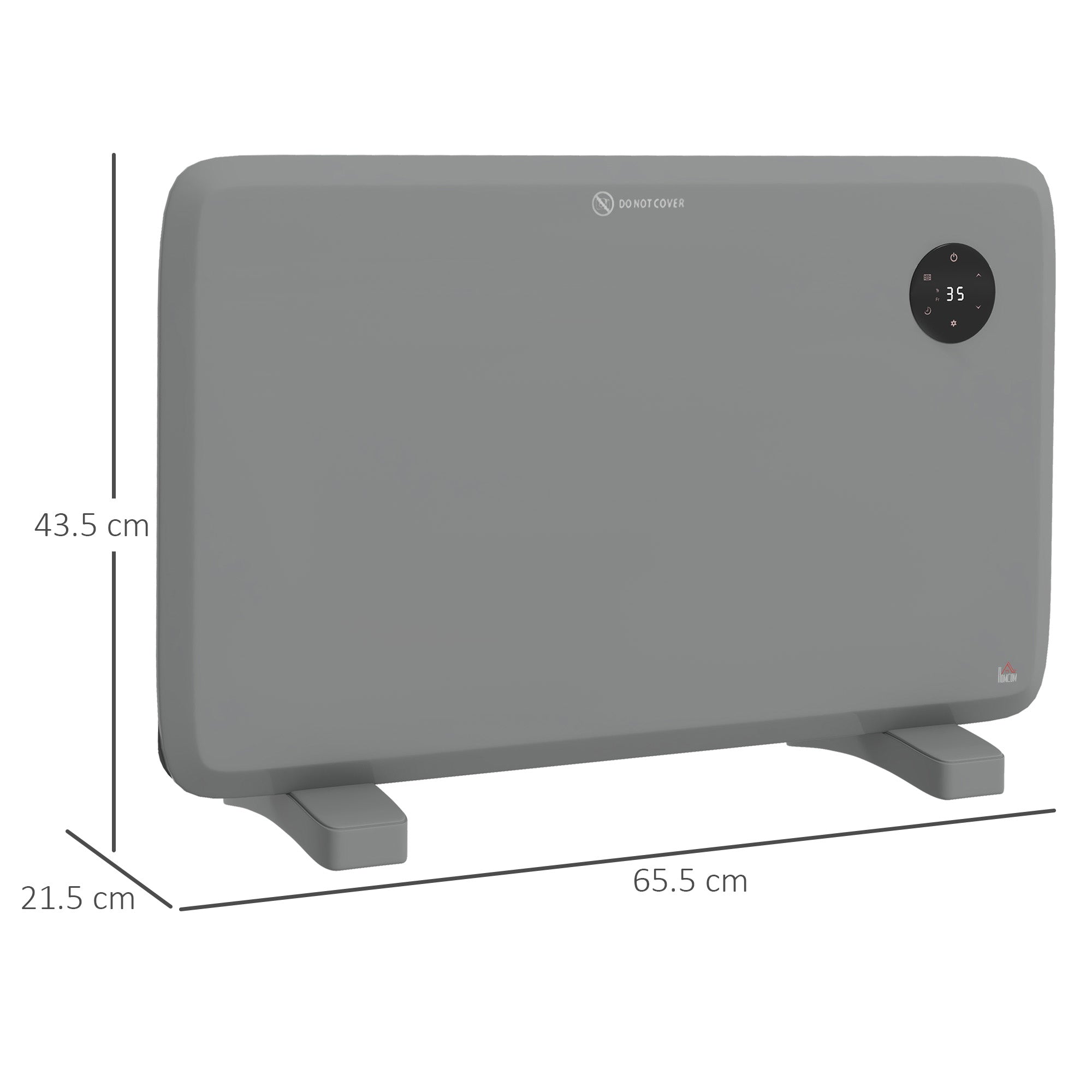 HOMCOM 1200W Electric Convector Heater, Freestanding or Wall Mounted, Space Heater with Adjustable Thermostat, Timer, Grey - North Peak Garden Furniture
