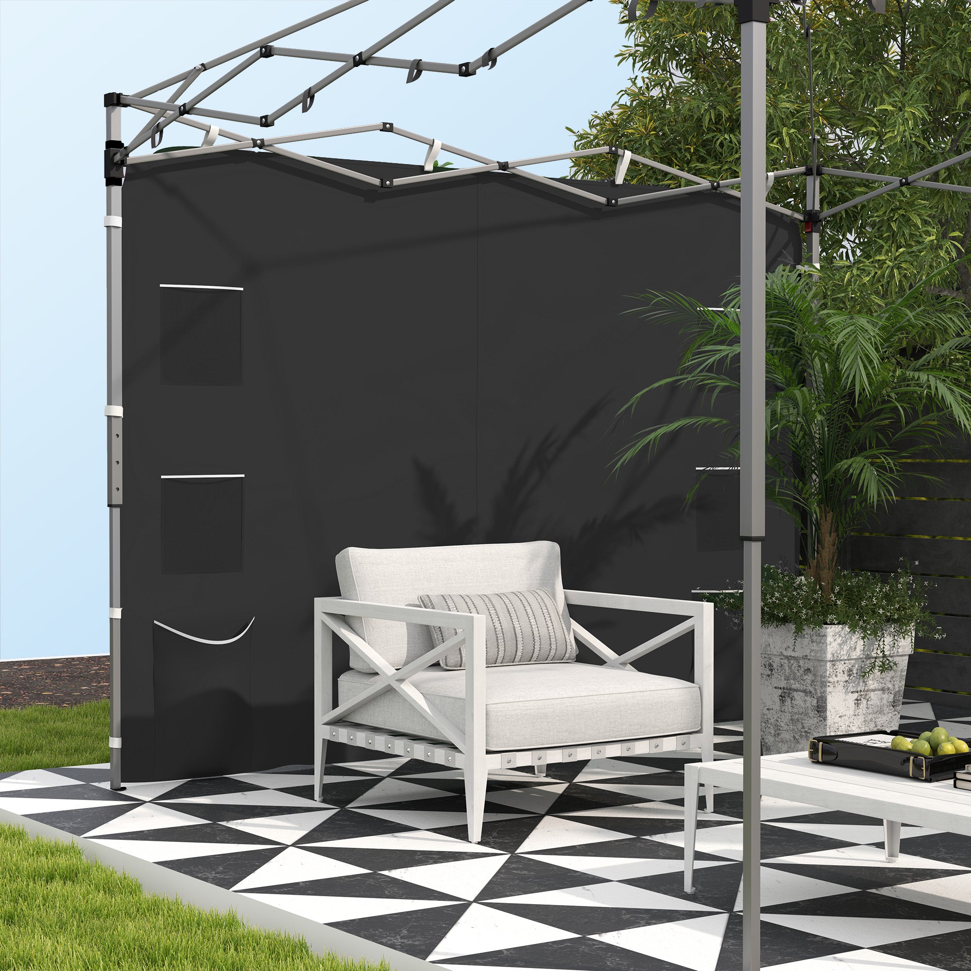 Outsunny 195 x 295cm Replacement Gazebo Sidewall - Black - North Peak Garden Furniture