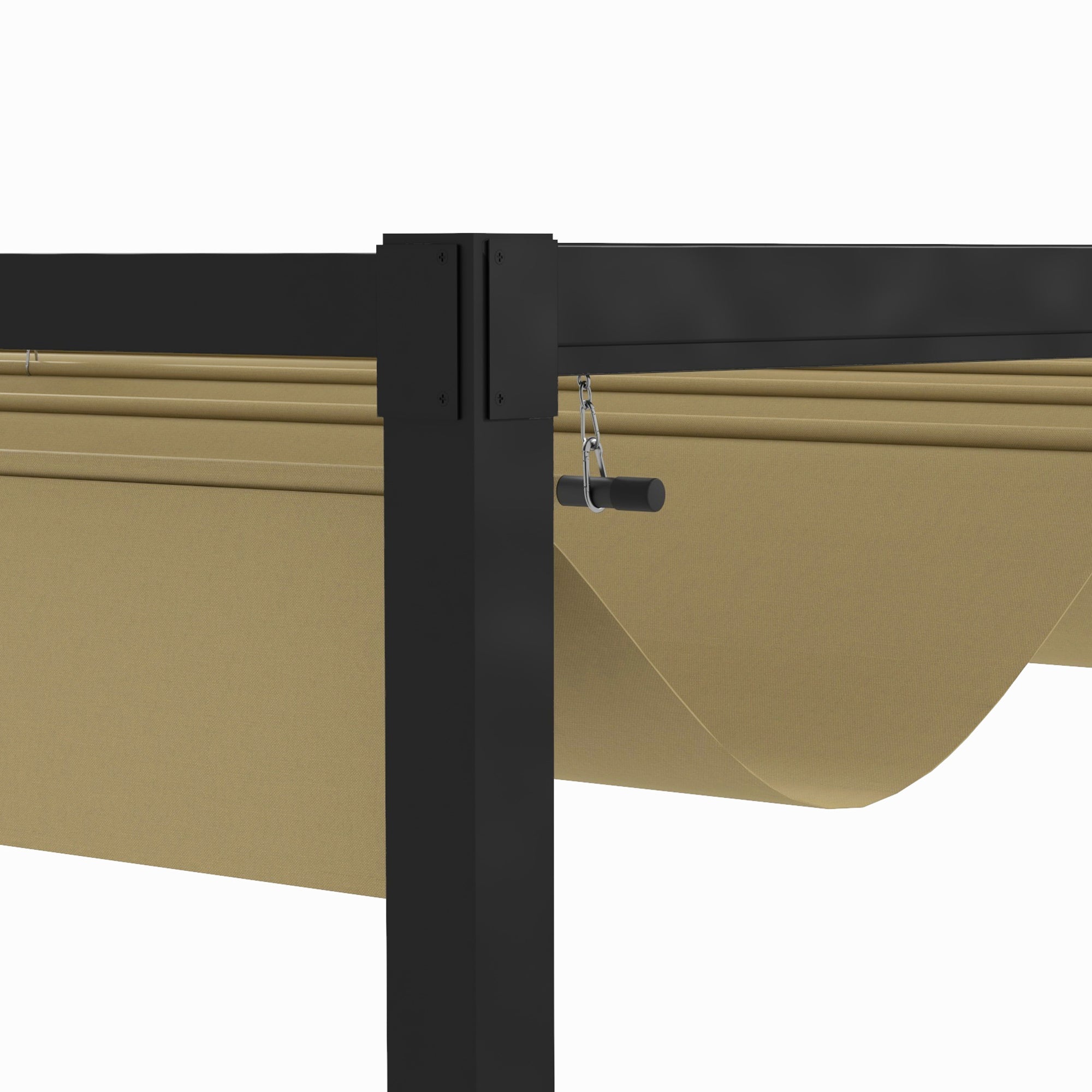 Outsunny 4 x 3(m) Metal Pergola with Retractable Roof, Garden Gazebo Canopy Shelter for Outdoor, Patio, Khaki - North Peak Garden Furniture