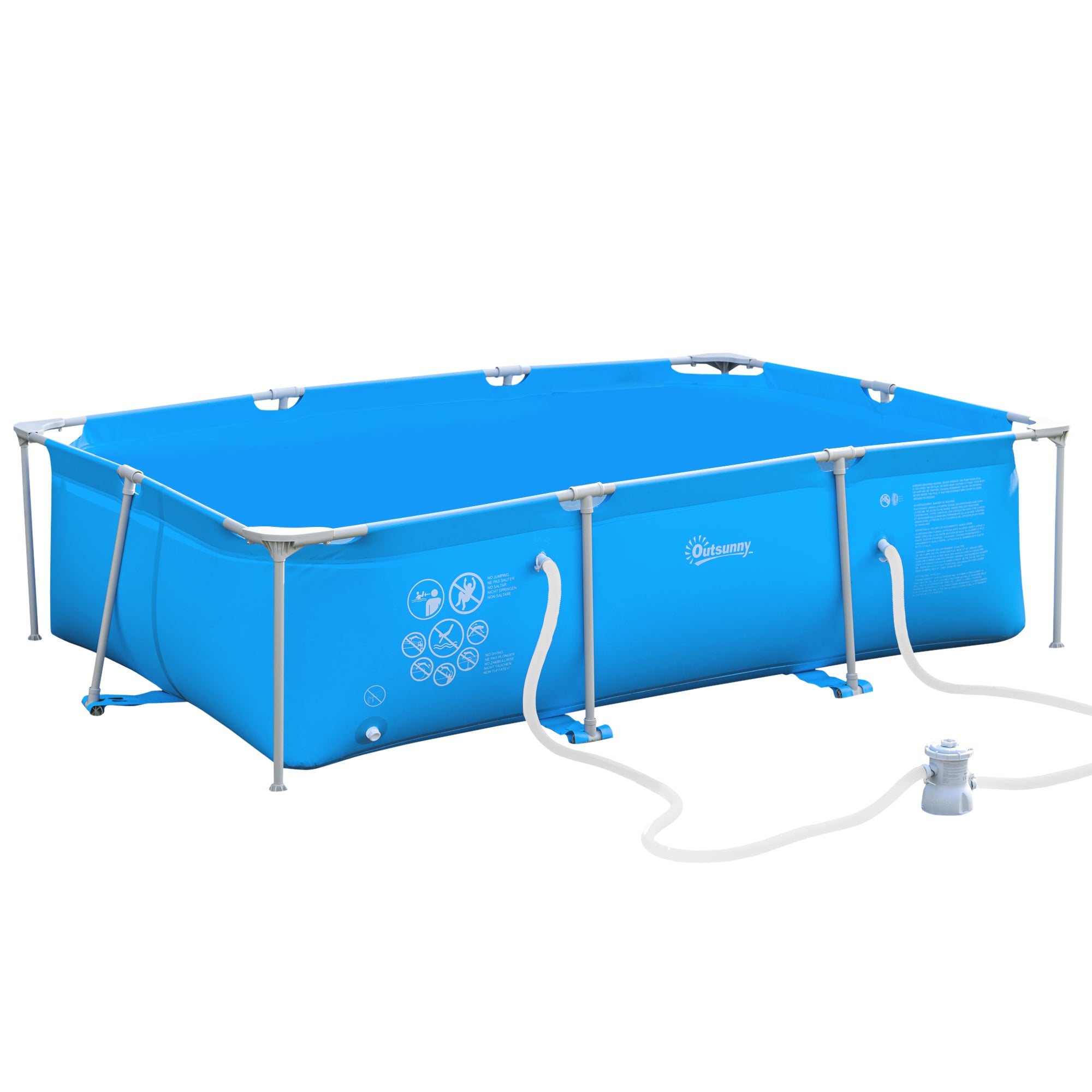 Outsunny Steel Frame Pool with Filter Pump, Filter Cartridge, Reinforced Sidewalls Rust Resistant Above Ground Swimming Pool 292 x 190 x 75cm, Blue