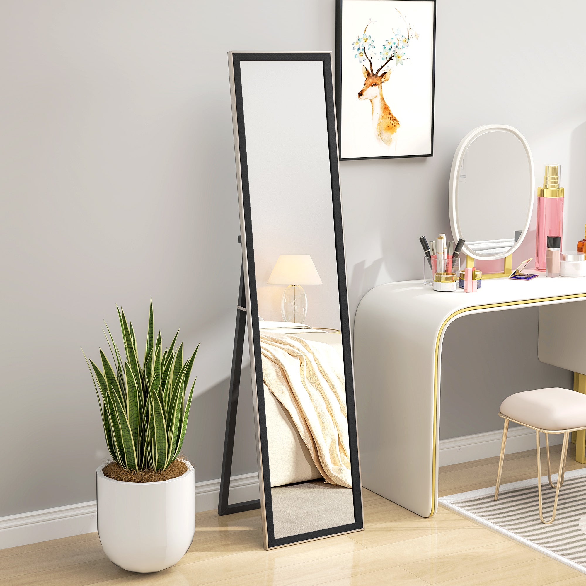HOMCOM Glitter Frame Full-Length Mirror - Black - North Peak Garden Furniture