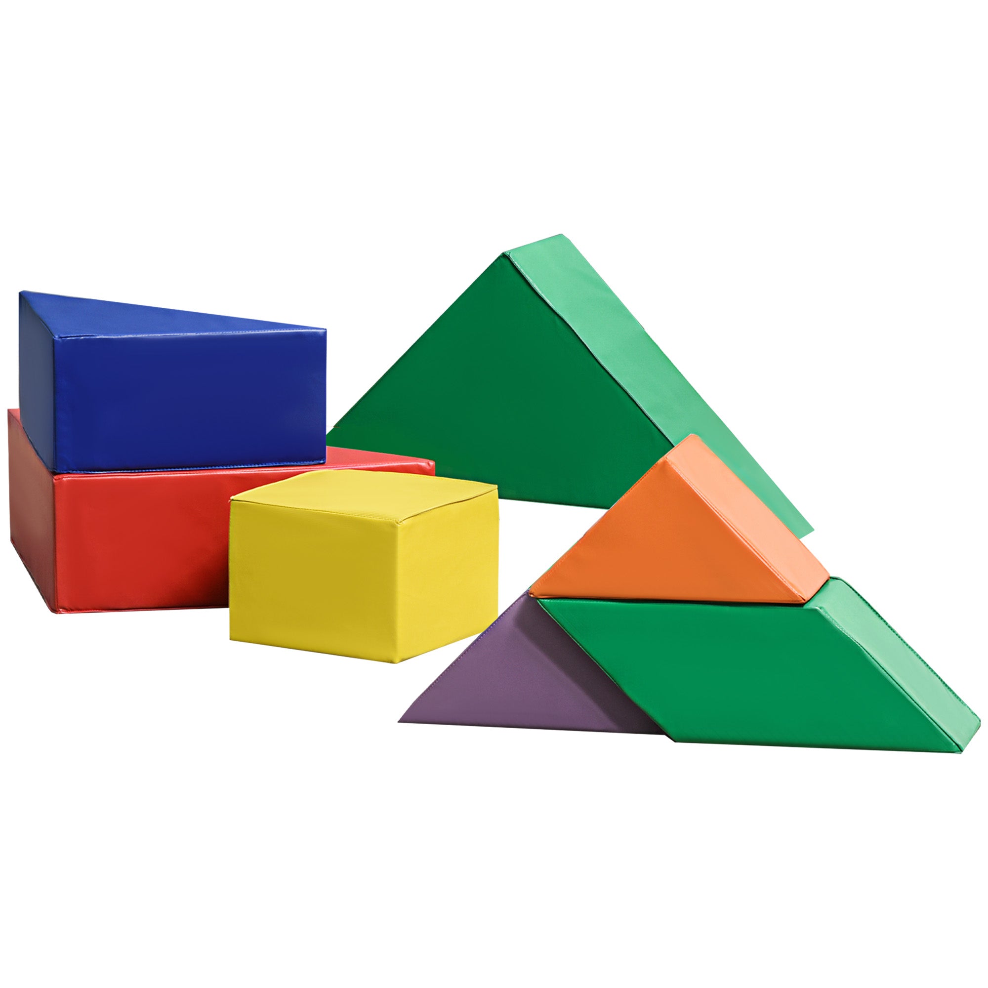HOMCOM 7 Piece Kids Soft Foam Puzzle Play Set Interlocking Toddler Learning Blocks Comfortable Safe Floor Indoor Outdoor Active Play Structure - North Peak Garden Furniture