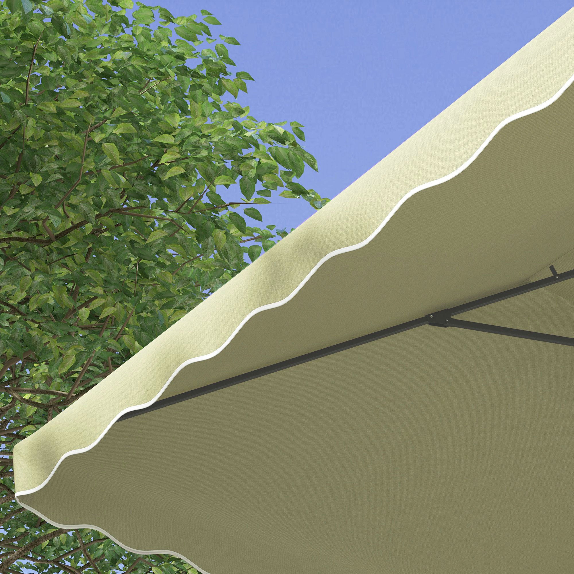 Outsunny 2.5m Square Double Top Garden Parasol Cantilever Umbrella with Ruffles, Beige - North Peak Garden Furniture