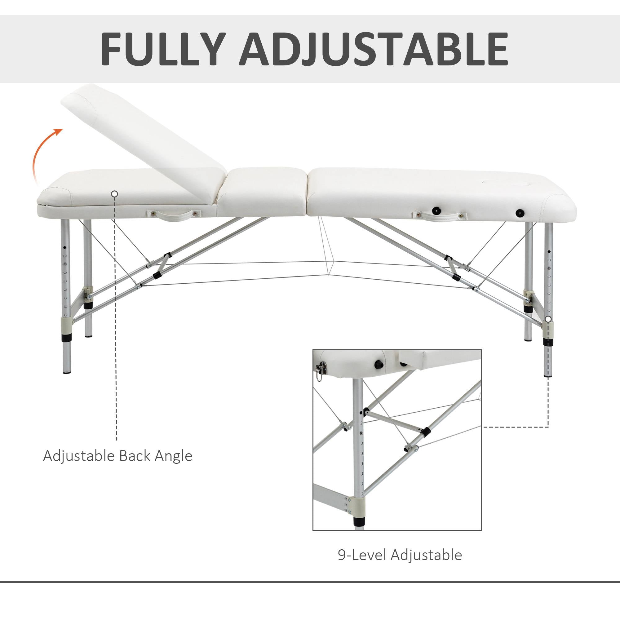 HOMCOM Foldable Massage Table Professional Salon SPA Facial Couch Bed White - North Peak Garden Furniture