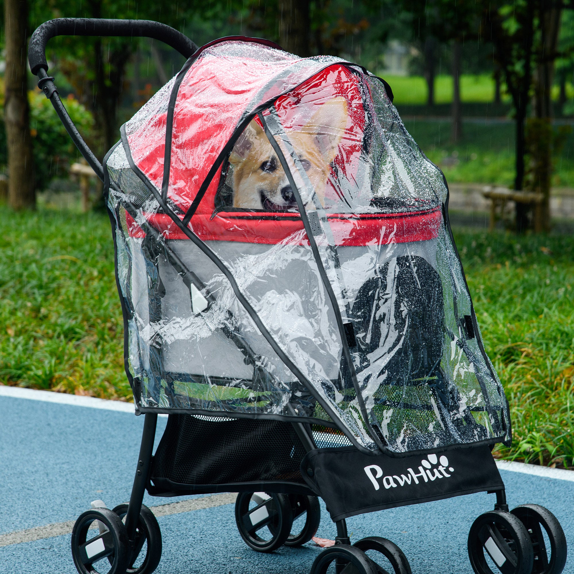 PawHut Rain Cover for Dog Pram Stroller, with Front and Rear Entry - North Peak Garden Furniture