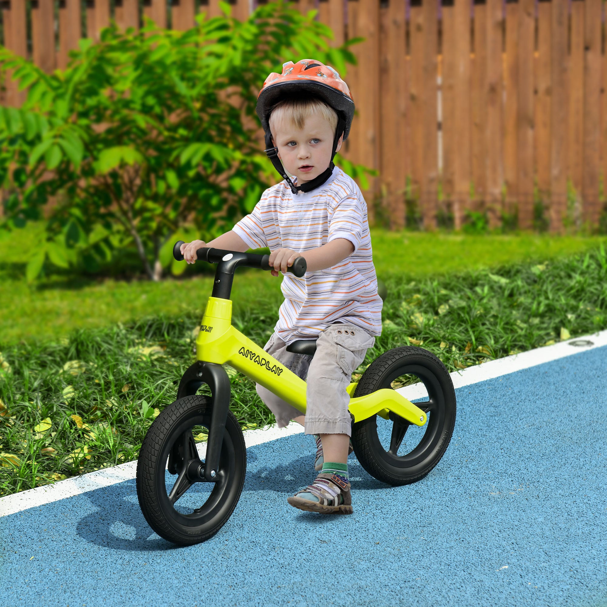 AIYAPLAY Balance Bike with Adjustable Seat and Handlebar, PU Wheels, No Pedal, Aged 30-60 Months up to 25kg - Green