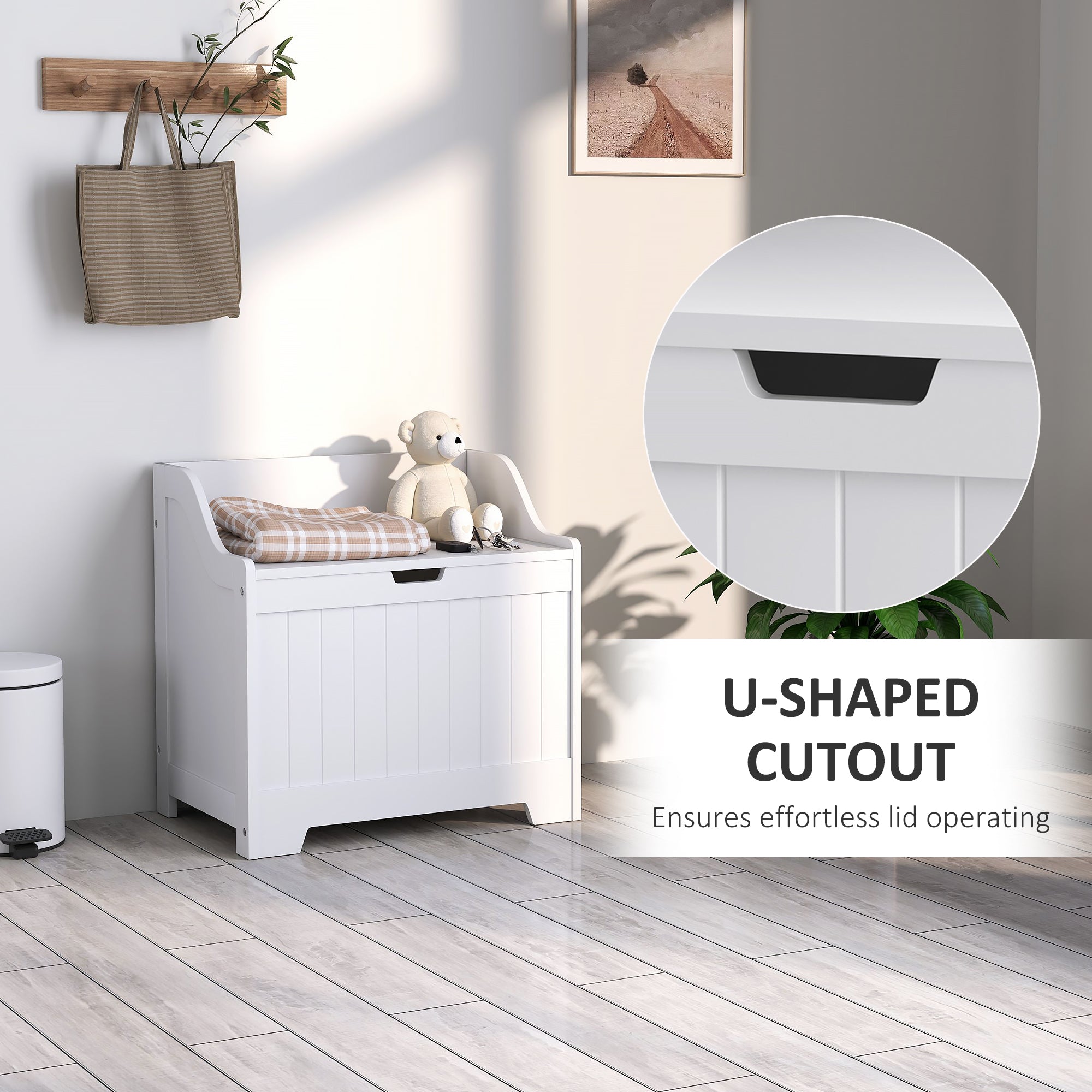 HOMCOM 61L Home Storage Chest - White - North Peak Garden Furniture