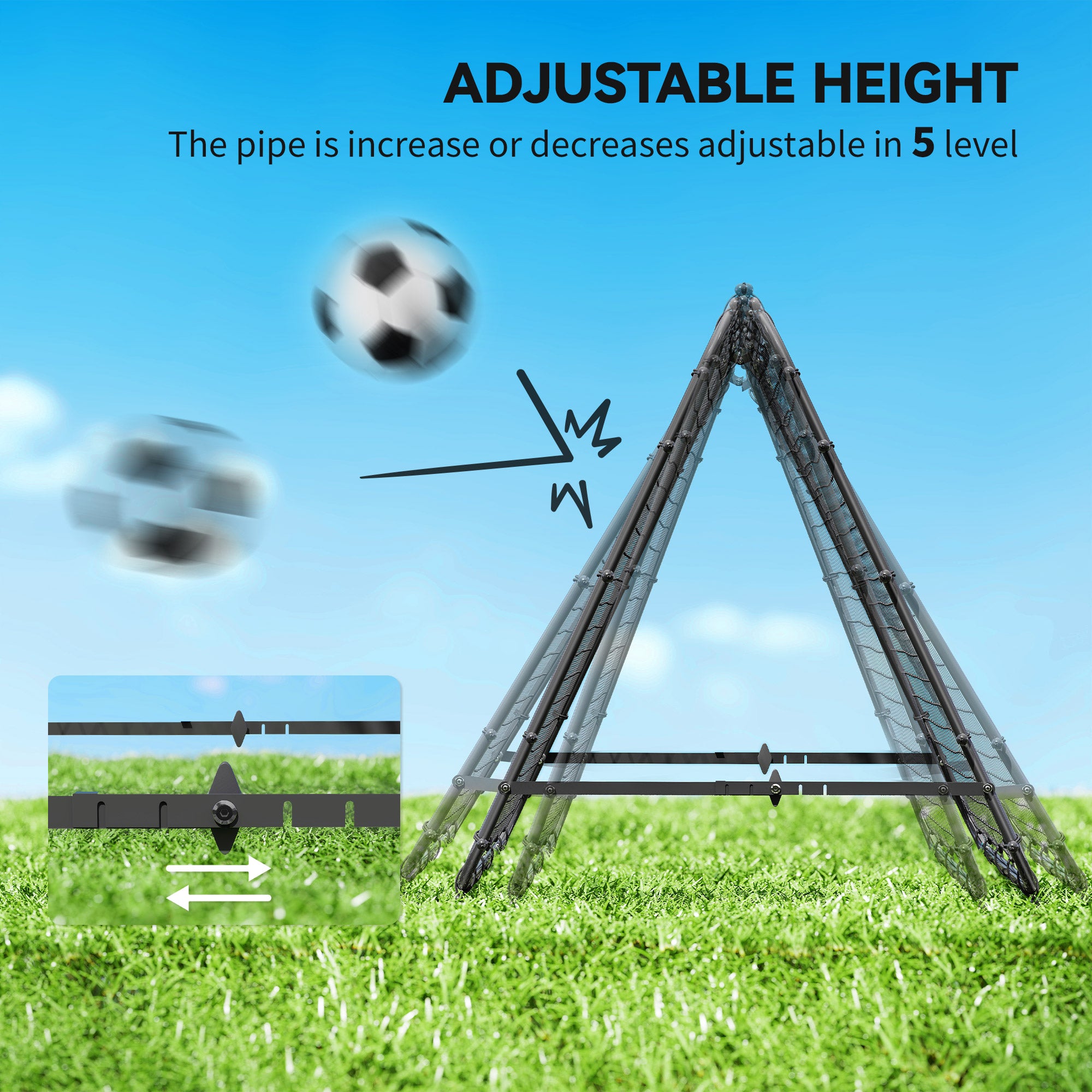 HOMCOM Double Sided Football Rebounder Net, Football Rebound Goal with 5 Adjustable Angles, Black