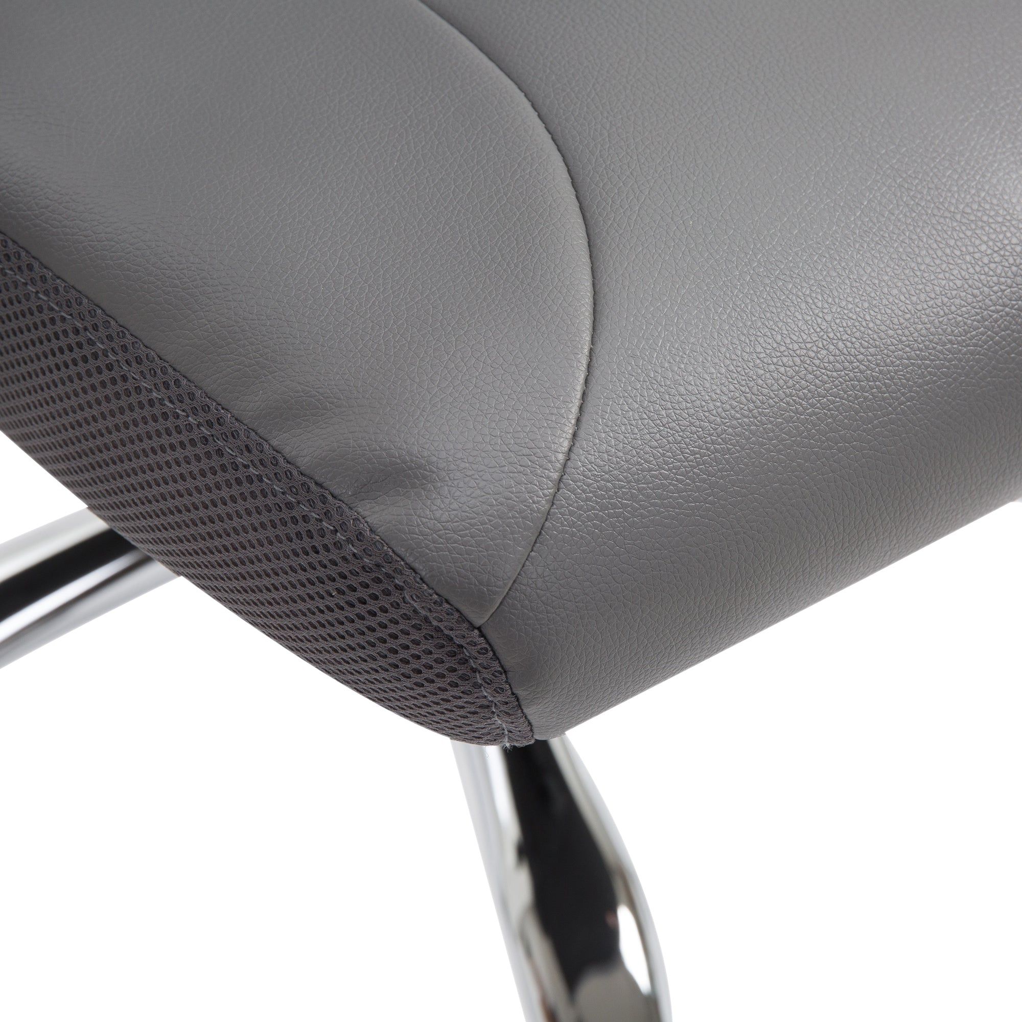 Vinsetto Office Chair, Computer Desk Chair, Mesh and PU Leather Swivel Chair with Adjustable Height and Rolling Wheels for Home Office Work Study, Grey - North Peak Garden Furniture