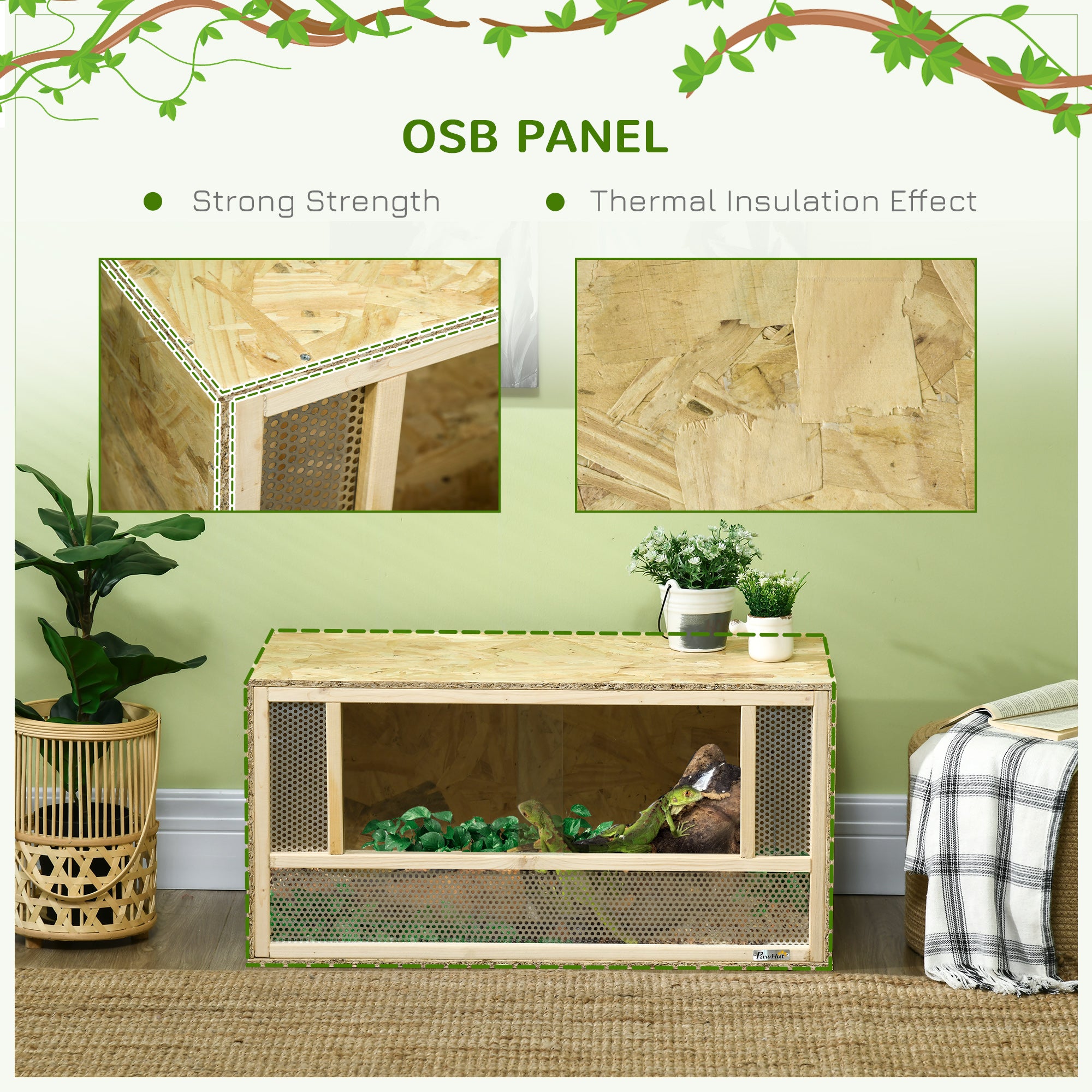 PawHut Reptile Terrarium Vivarium, Climbing Pet Containers, Reptile Habitat w/ Transparent Sliding Doors, Breathable Mesh, for Lizards, Horned Frogs, Snakes and Chameleons, 80 x 40 x 40 cm - North Peak Garden Furniture