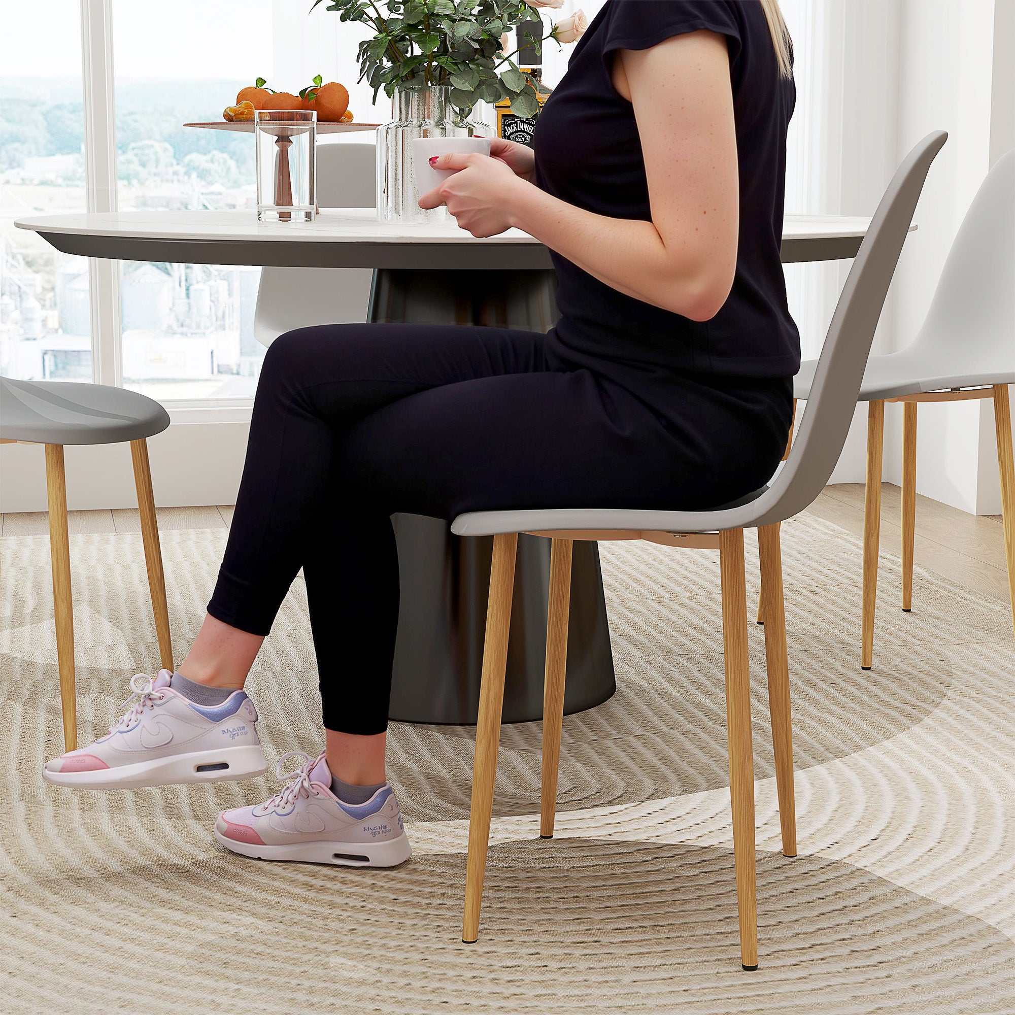HOMCOM Modern Dining Chairs Set of 4, Kitchen Chairs with Backrest and Steel Legs for Dining Room, Living Room, Grey - North Peak Garden Furniture