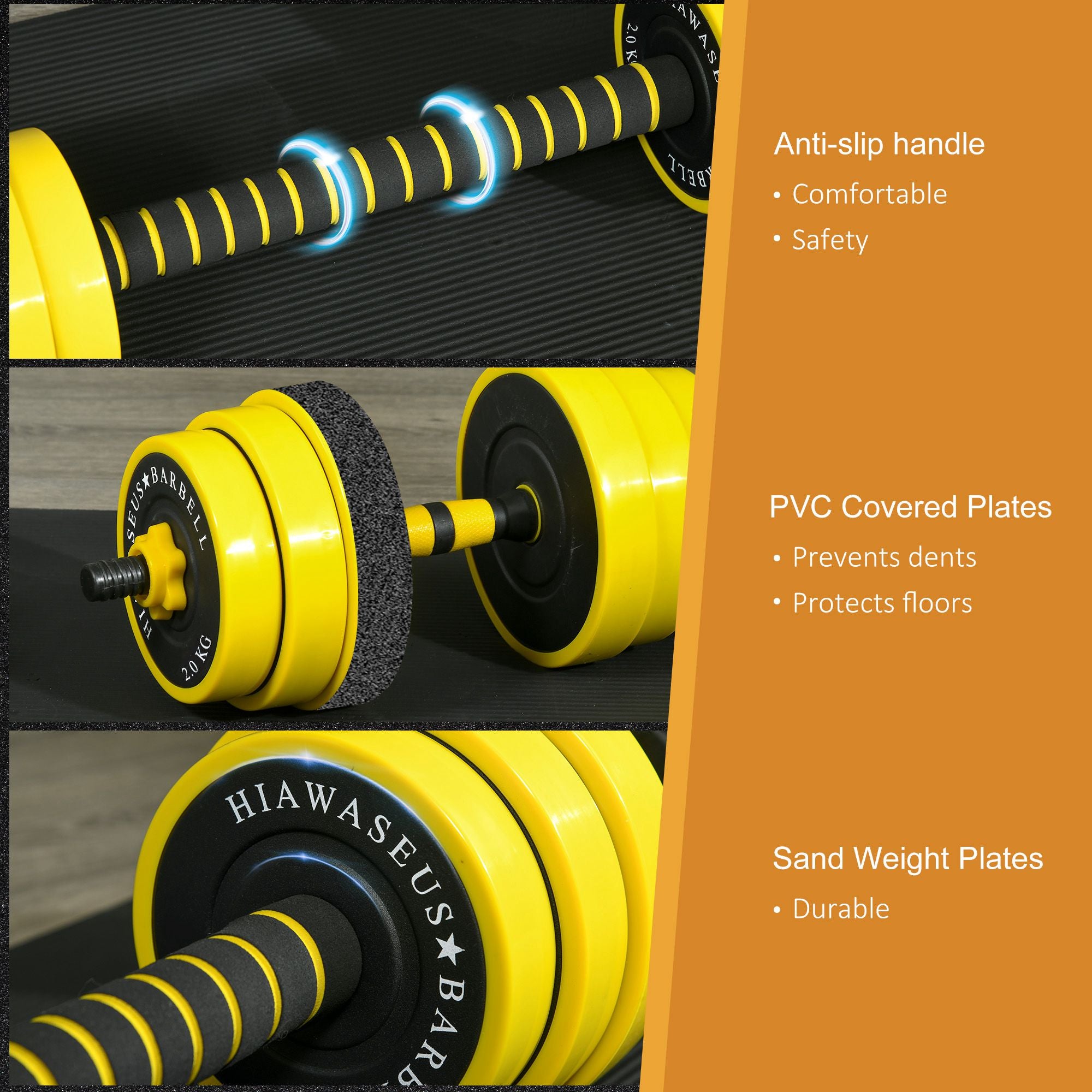 HOMCOM 30KG Dumbbell & Barbell Adjustable Set Plate Bar Clamp Rod Home Gym Sports Area Exercise Ergonomic - North Peak Garden Furniture