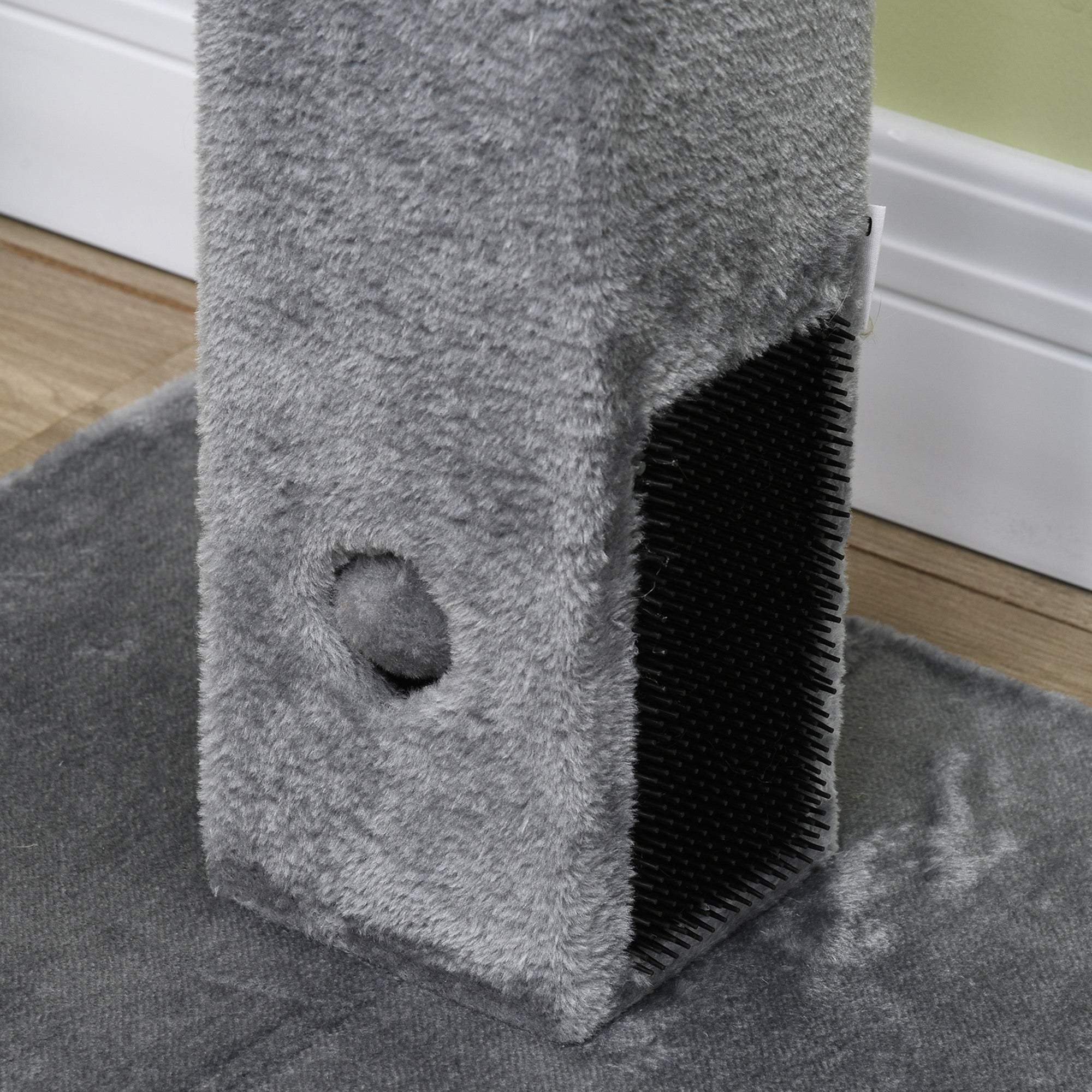 PawHut Cat Tree Scratching Post for Indoor Cats 79cm Jute Scratcher Climber w/ Carpet Base Dangling Toy – Grey - North Peak Garden Furniture