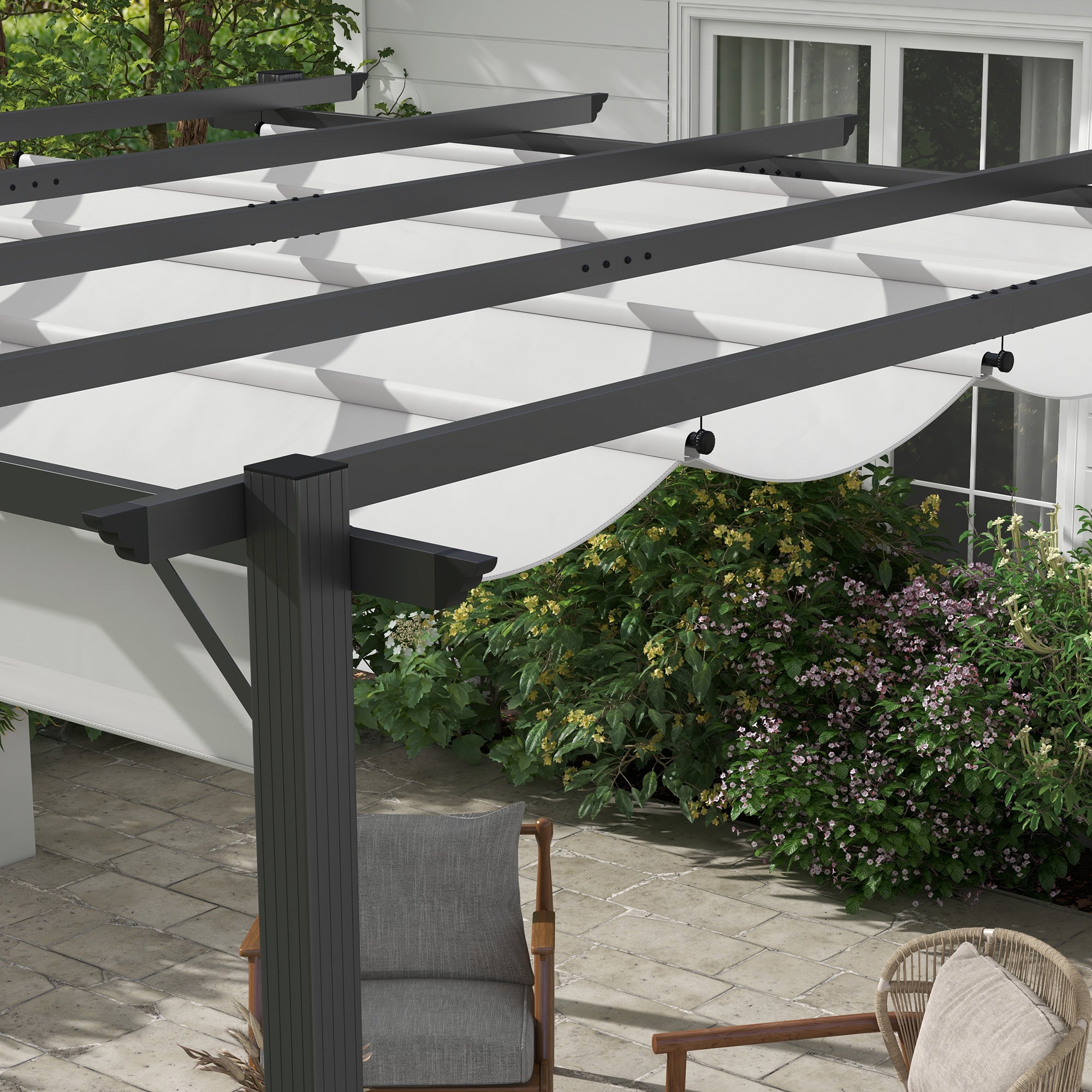 Outsunny 3 x 3(m) Aluminium Pergola Canopy Gazebo Awning Outdoor Garden Sun Shade Shelter Marquee Party BBQ, Light Grey - North Peak Garden Furniture
