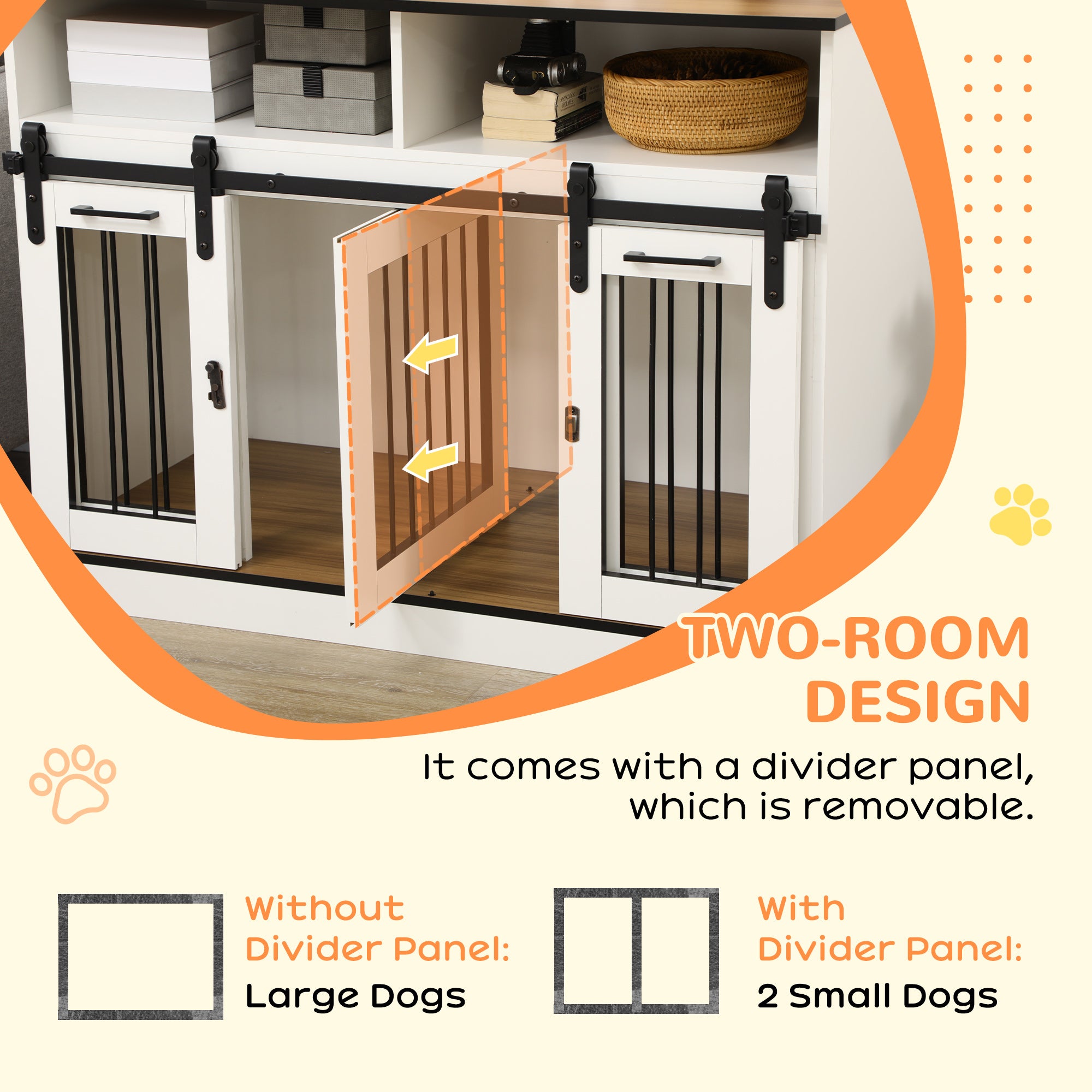 PawHut Dog Crate Furniture for Small and Large Dogs, with Movable Divider - White - North Peak Garden Furniture