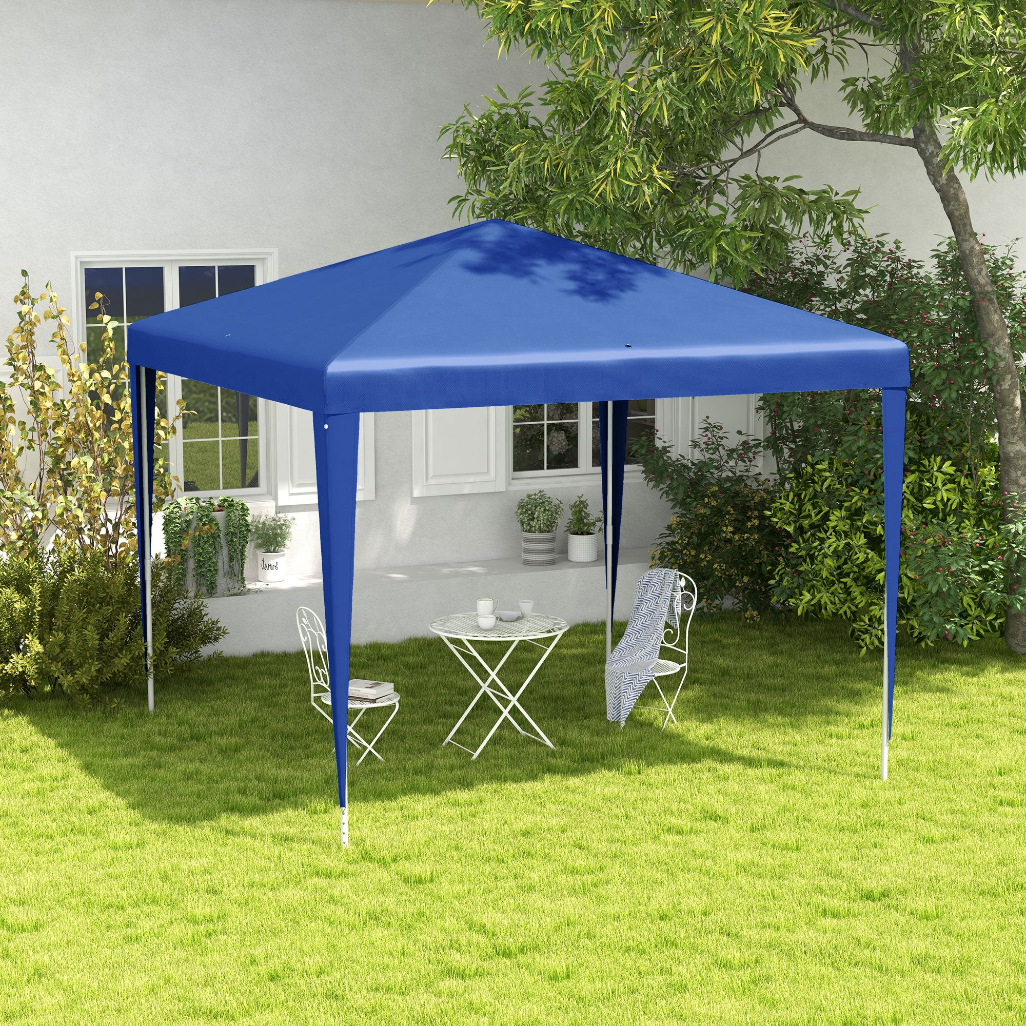 Outsunny 2.7m x 2.7m Garden Gazebo Marquee Party Tent Wedding Canopy Outdoor(Blue) - North Peak Garden Furniture