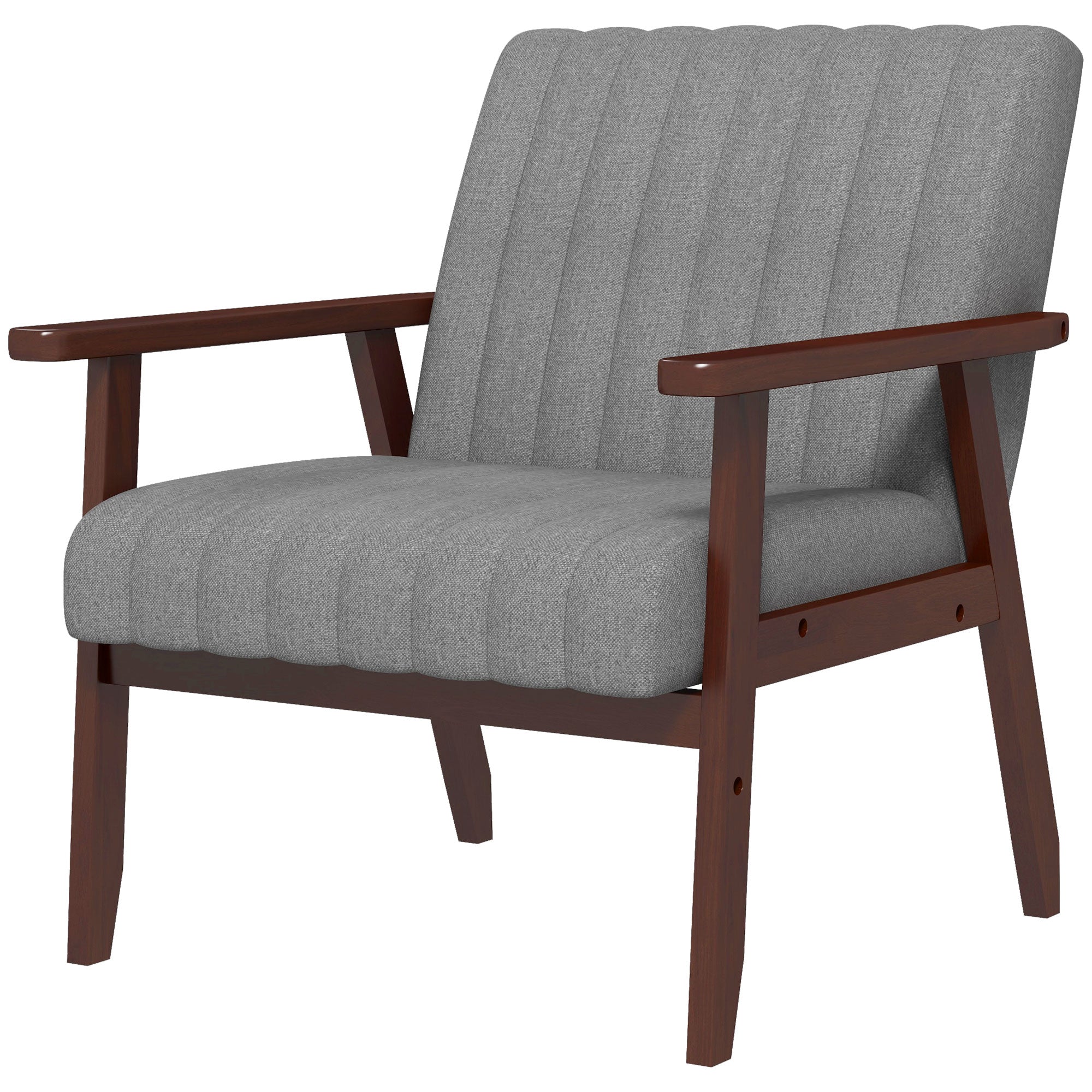 HOMCOM Mid Century Accent Chair, with Wooden Legs - Grey