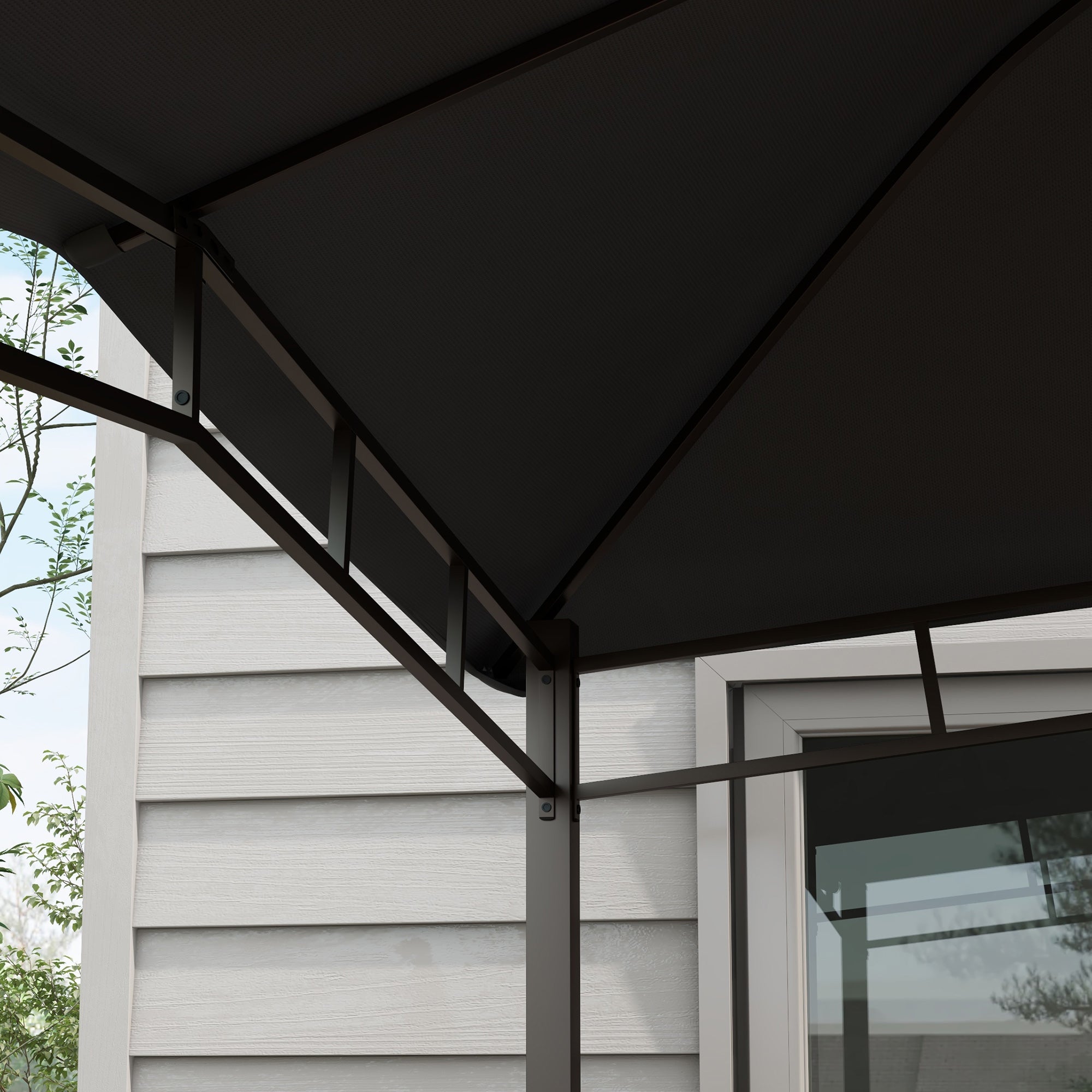 Outsunny 3x3(m) Outdoor Gazebo Garden Gazebo Pavilion Sunshade Canopy Tent with Steel Frame, Grey - North Peak Garden Furniture
