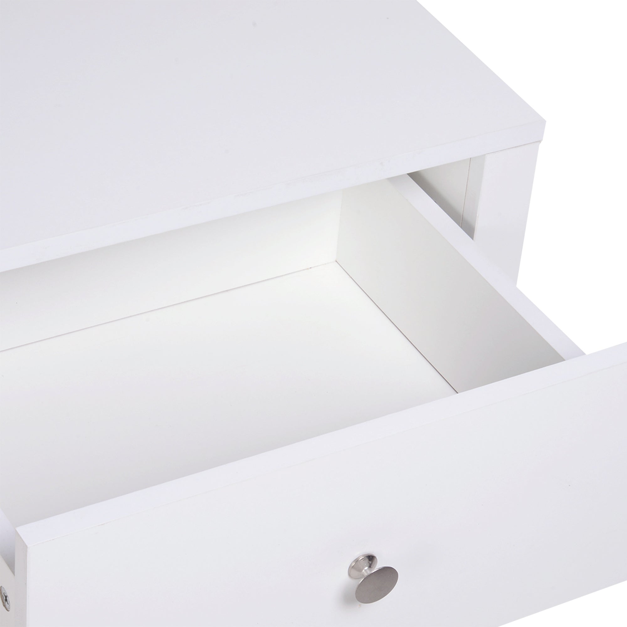 HOMCOM Modern Bedside Table, Nightstand with Drawer Shelf, End Table for Living room, Bedroom White - North Peak Garden Furniture