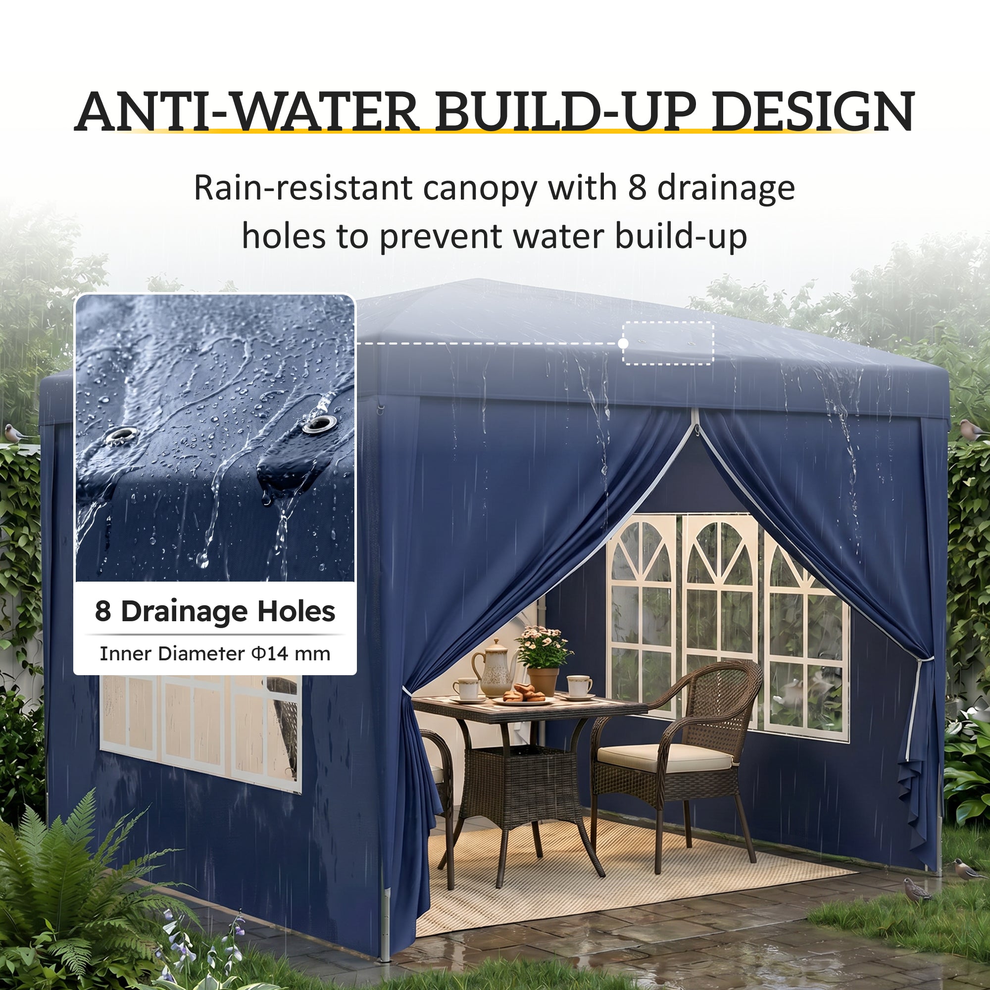 Outsunny 3 x 3(m) Pop Up Gazebo, Water and UV Resistant Party Tent Camping Canopy Marquee with Carry Bag, Blue