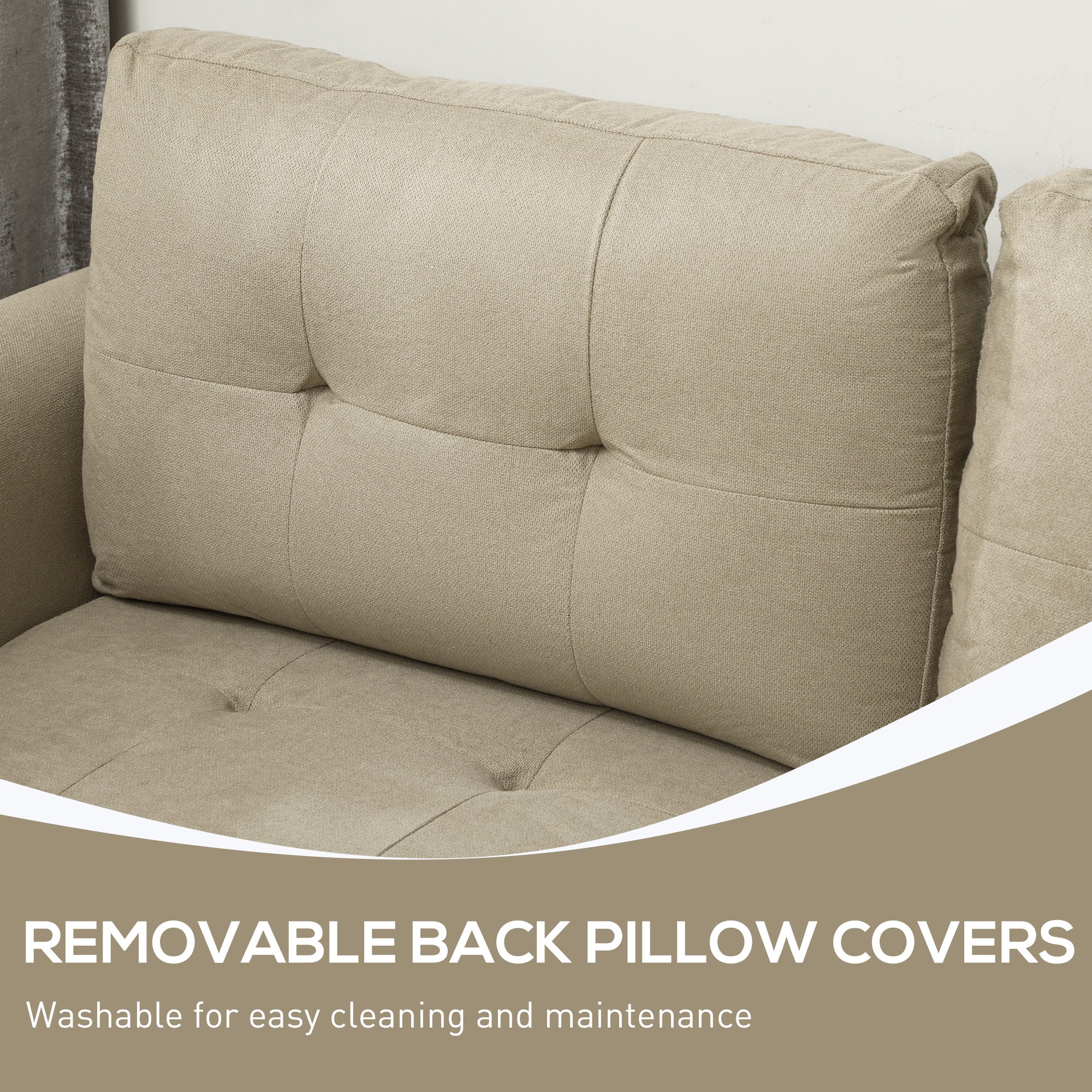 HOMCOM 'L' Shape Modular Sofa, with Storage - Light Brown - North Peak Garden Furniture