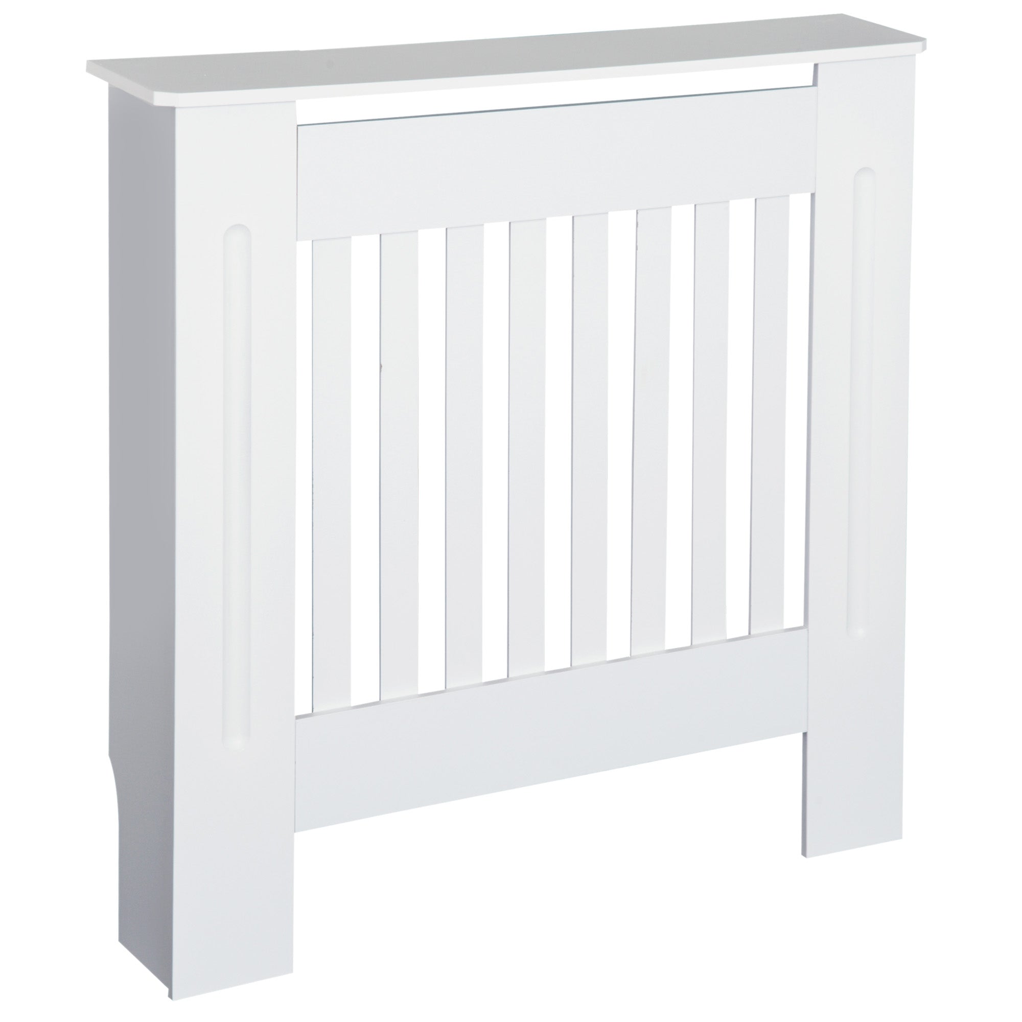 HOMCOM MDF Radiator Cover Wooden Cabinet Shelving Home Office Vertical Slatted Vent White 78L x 19W x 81H - North Peak Garden Furniture