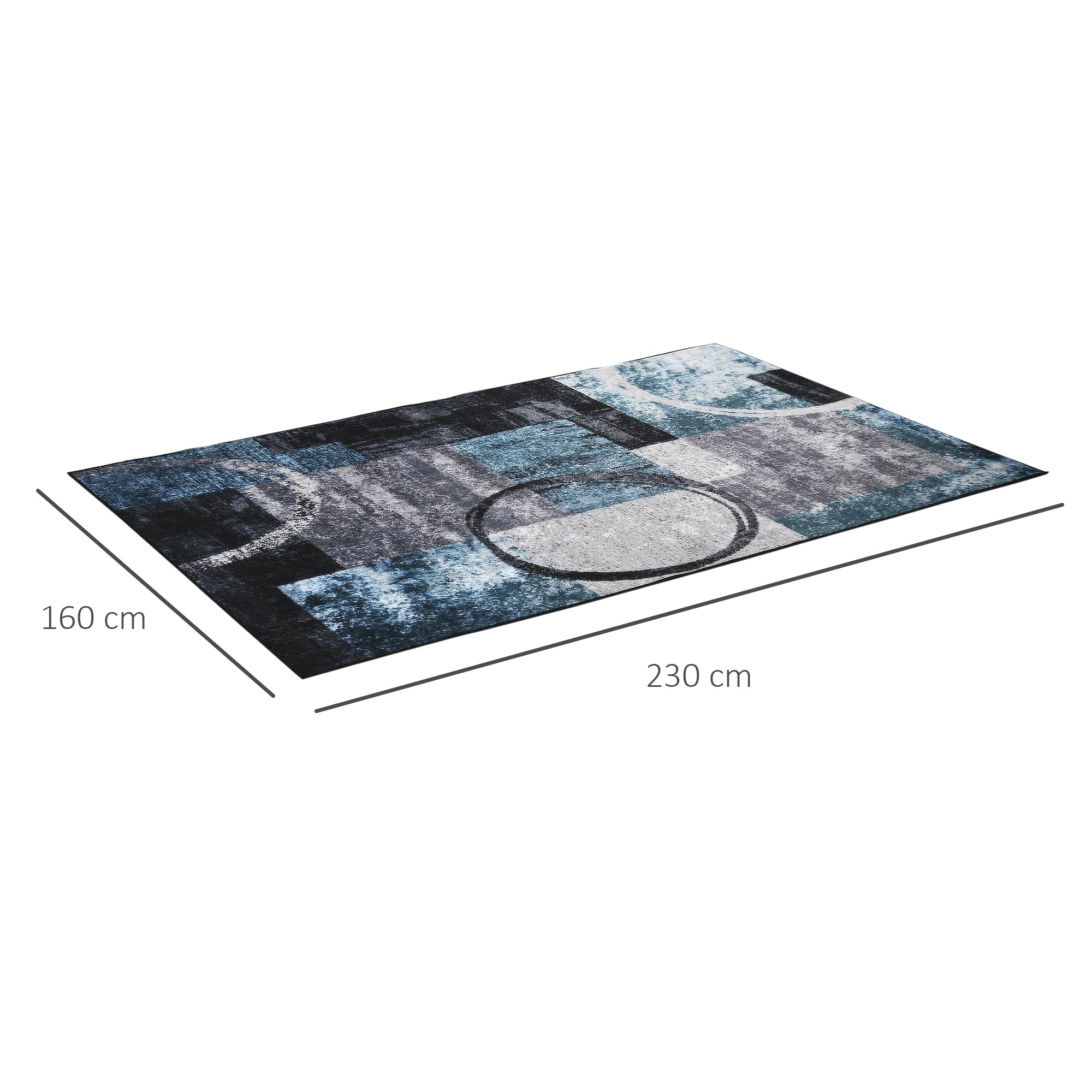 HOMCOM Blue Geometric Rug, Modern Area Rugs Large Carpet for Living Room, Bedroom, Dining Room, 160x230 cm - North Peak Garden Furniture