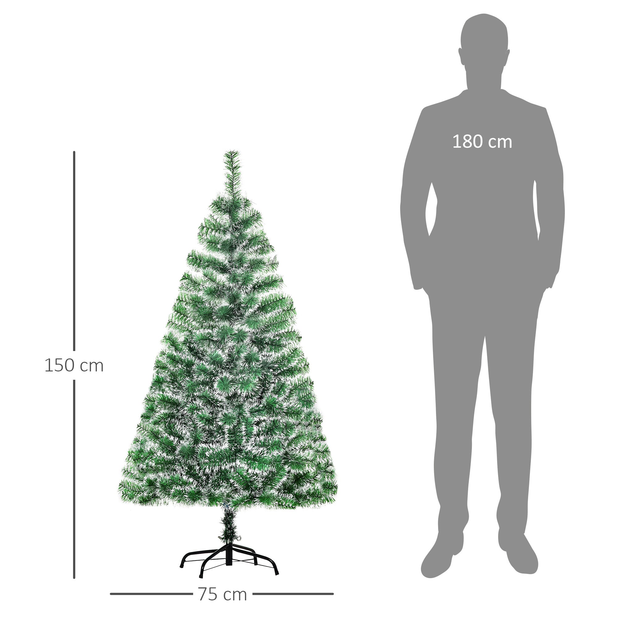 HOMCOM 5FT Indoor Christmas Tree Artificial Decoration Xmas Gift with Metal Stand Branch Tips - North Peak Garden Furniture