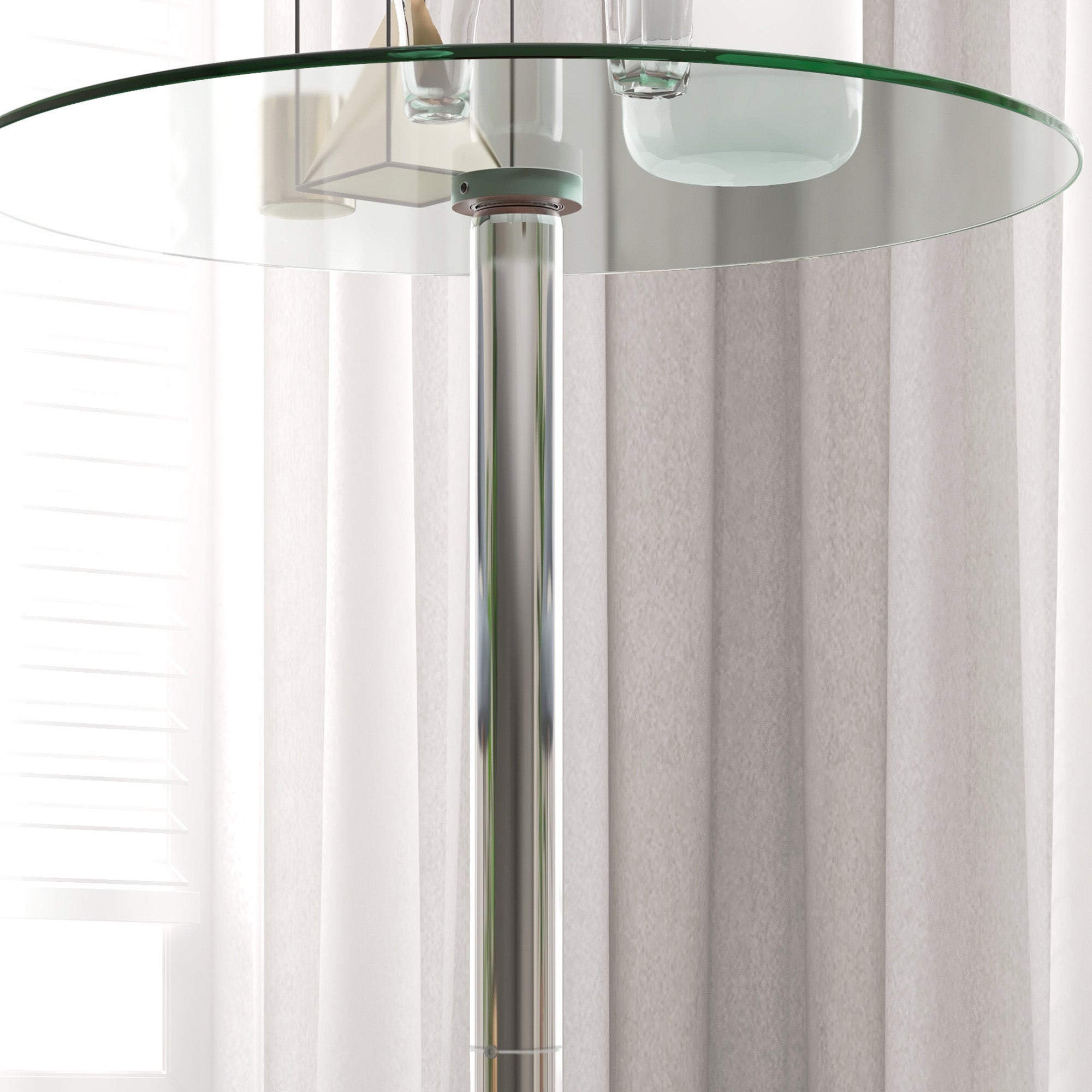 HOMCOM High Top Bar Table, Round Kitchen Table with Tempered Glass Top and Steel Base, Bistro Table for 2 People, Clear - North Peak Garden Furniture
