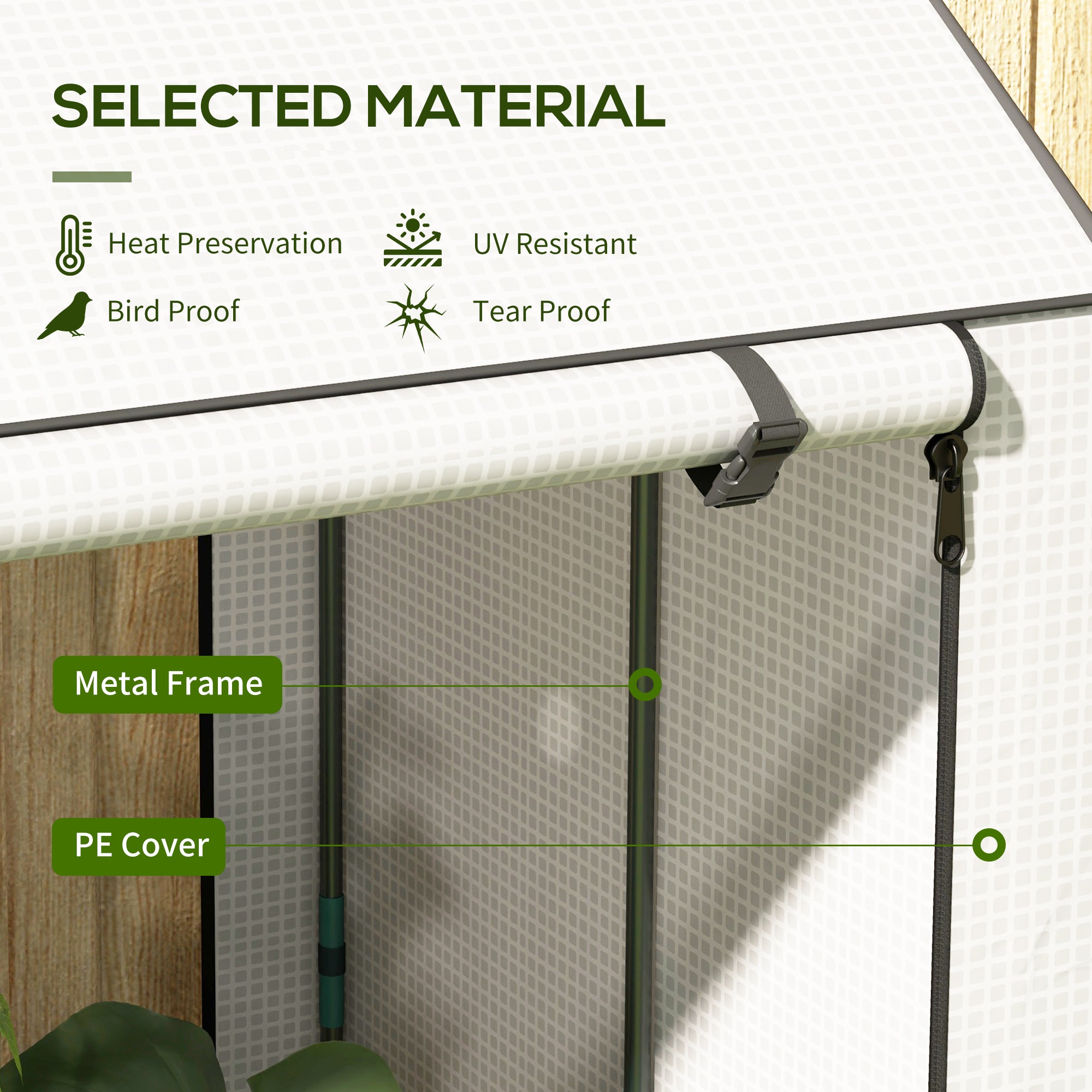 Outsunny Mini Greenhouse with 4 Wire Shelves Portable Garden Grow House Upgraded Tomato Greenhouse for Plants with Roll Up Door and Vents, 100 x 80 x 150cm, White - North Peak Garden Furniture