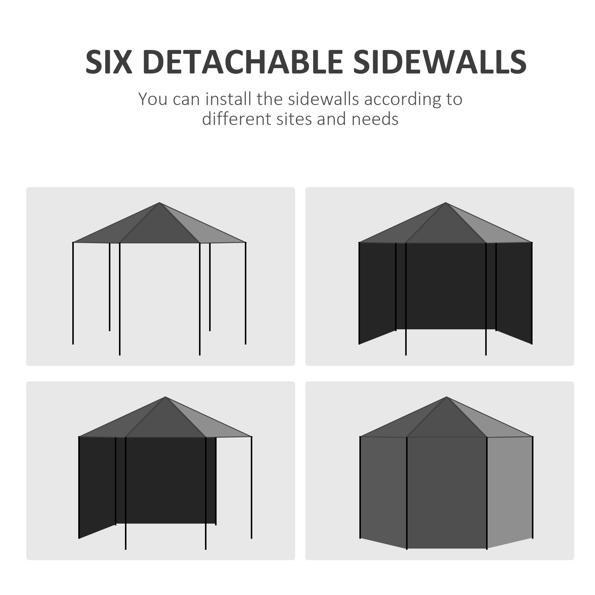 Outsunny 4 m Party Tent Wedding Gazebo Outdoor Waterproof PE Canopy Shade with 6 Removable Side Walls - North Peak Garden Furniture