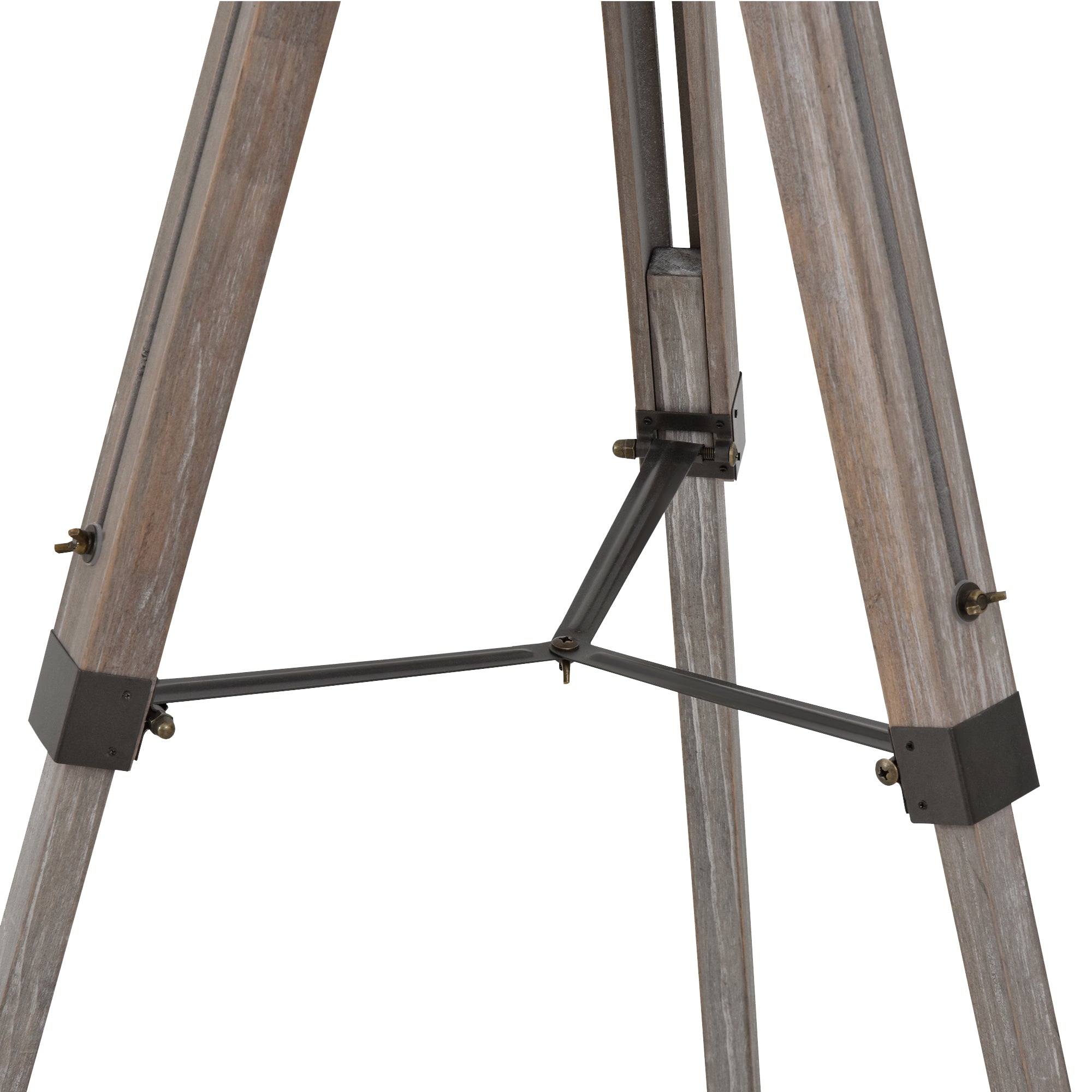 HOMCOM Industrial Style Adjustable Tripod Floor Lamp for Living Room Bedroom, Vintage Spotlight Reading Lamp with Wood Legs, 115-155cm, Grey - North Peak Garden Furniture